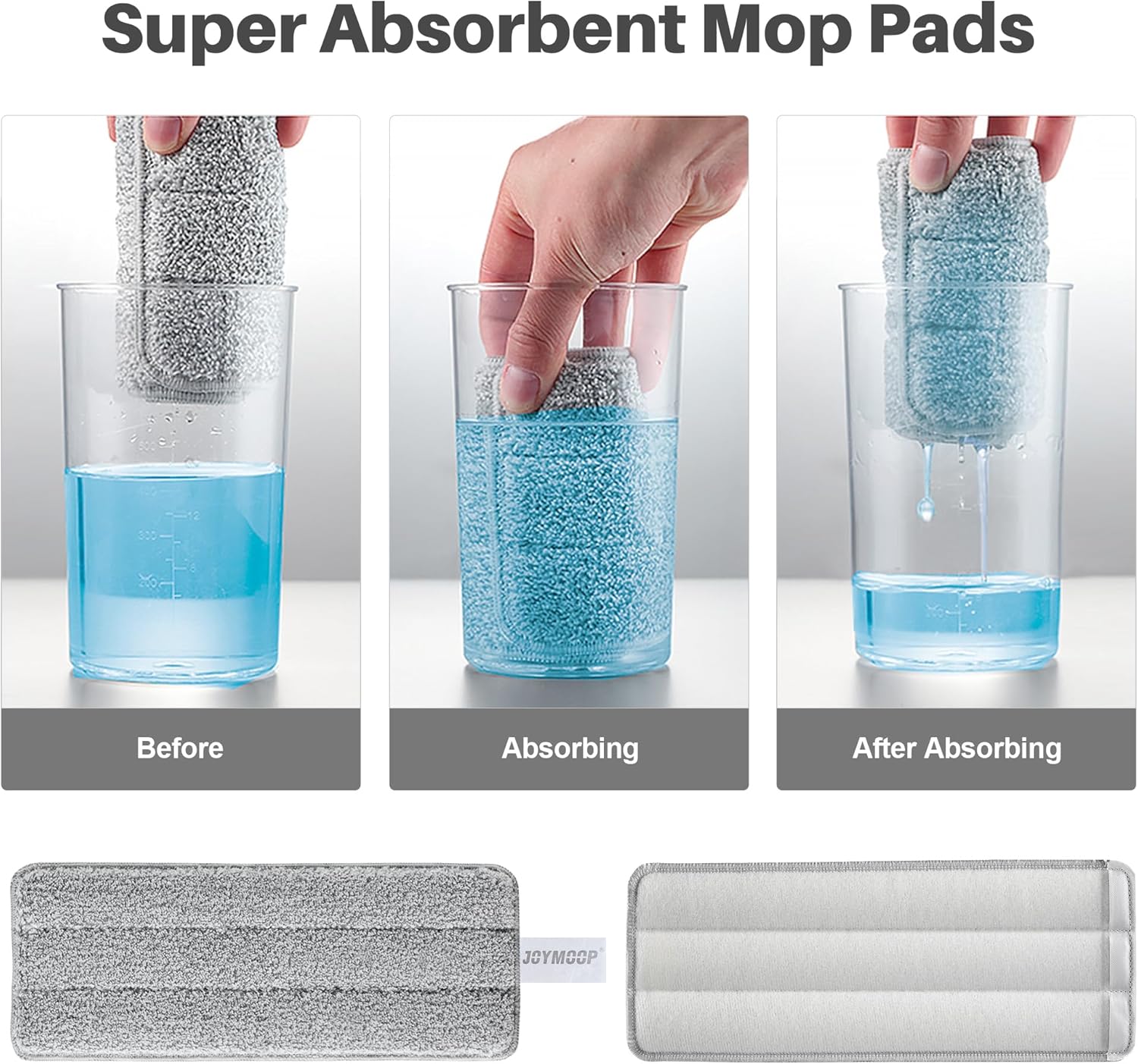 JOYMOOP Microfiber Mop Pads Replacement - Pack of 2 Grey Pink