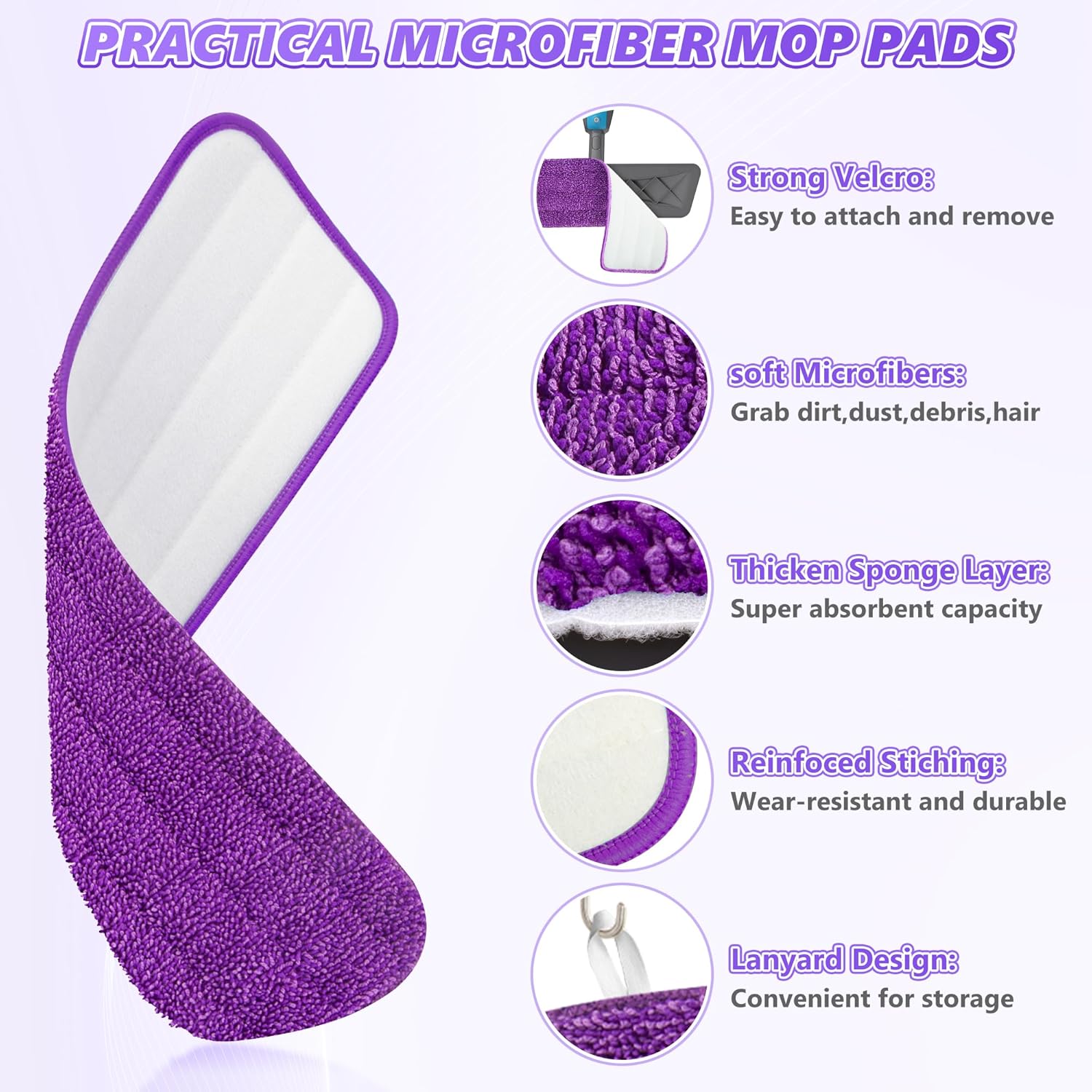 4X Reusable Mop Pads for Swiffer Power Mop