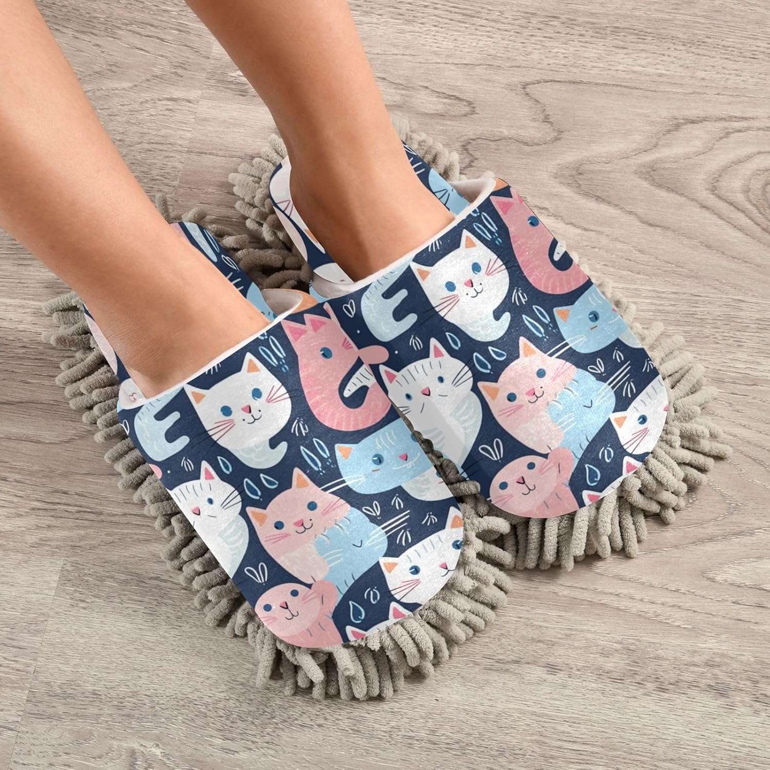 Colorful Cats Microfiber Cleaning Slippers