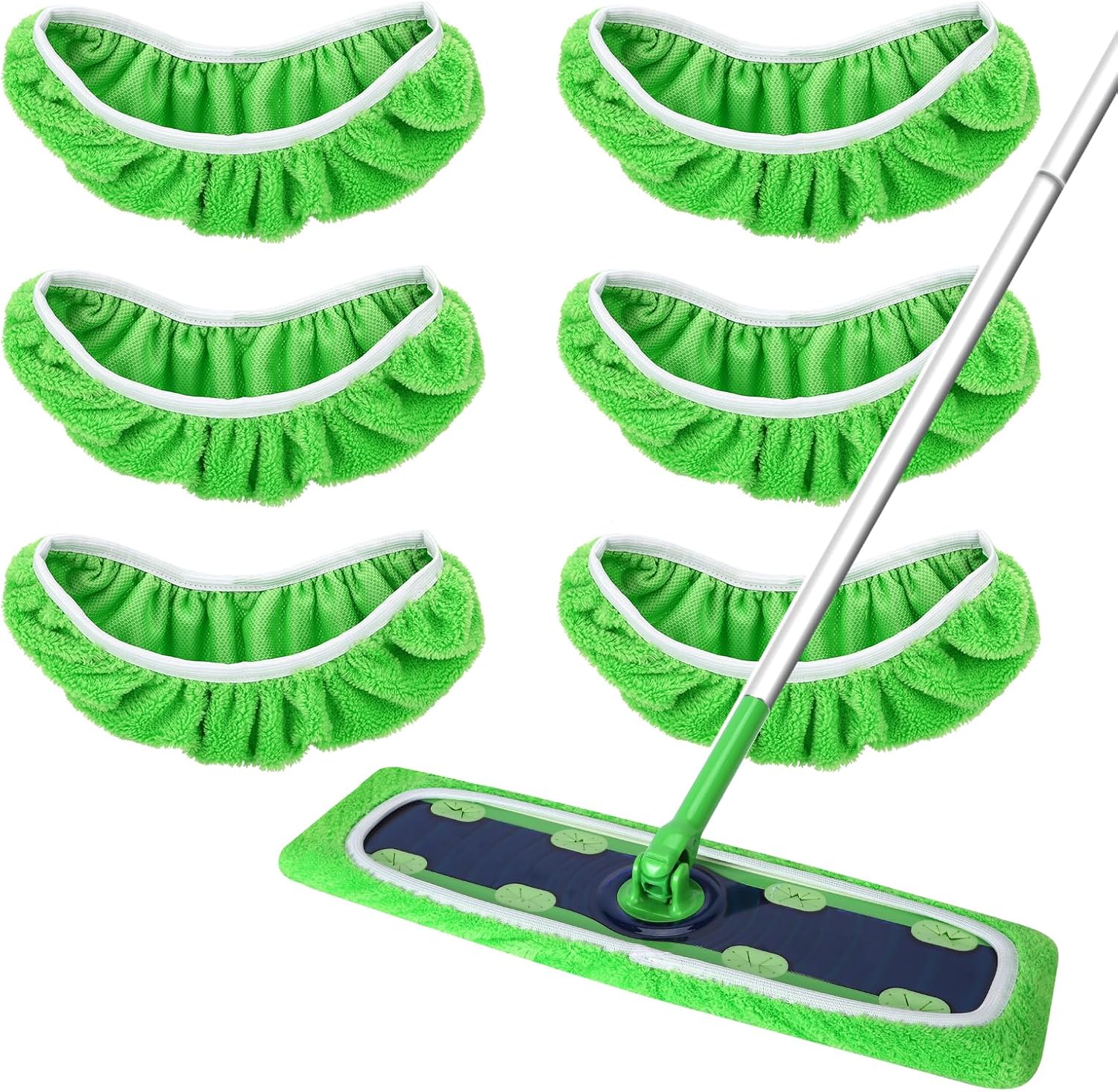 Yicotira Reusable Microfiber Mop Pads - 6 Pack XL Dry Wet Refills
