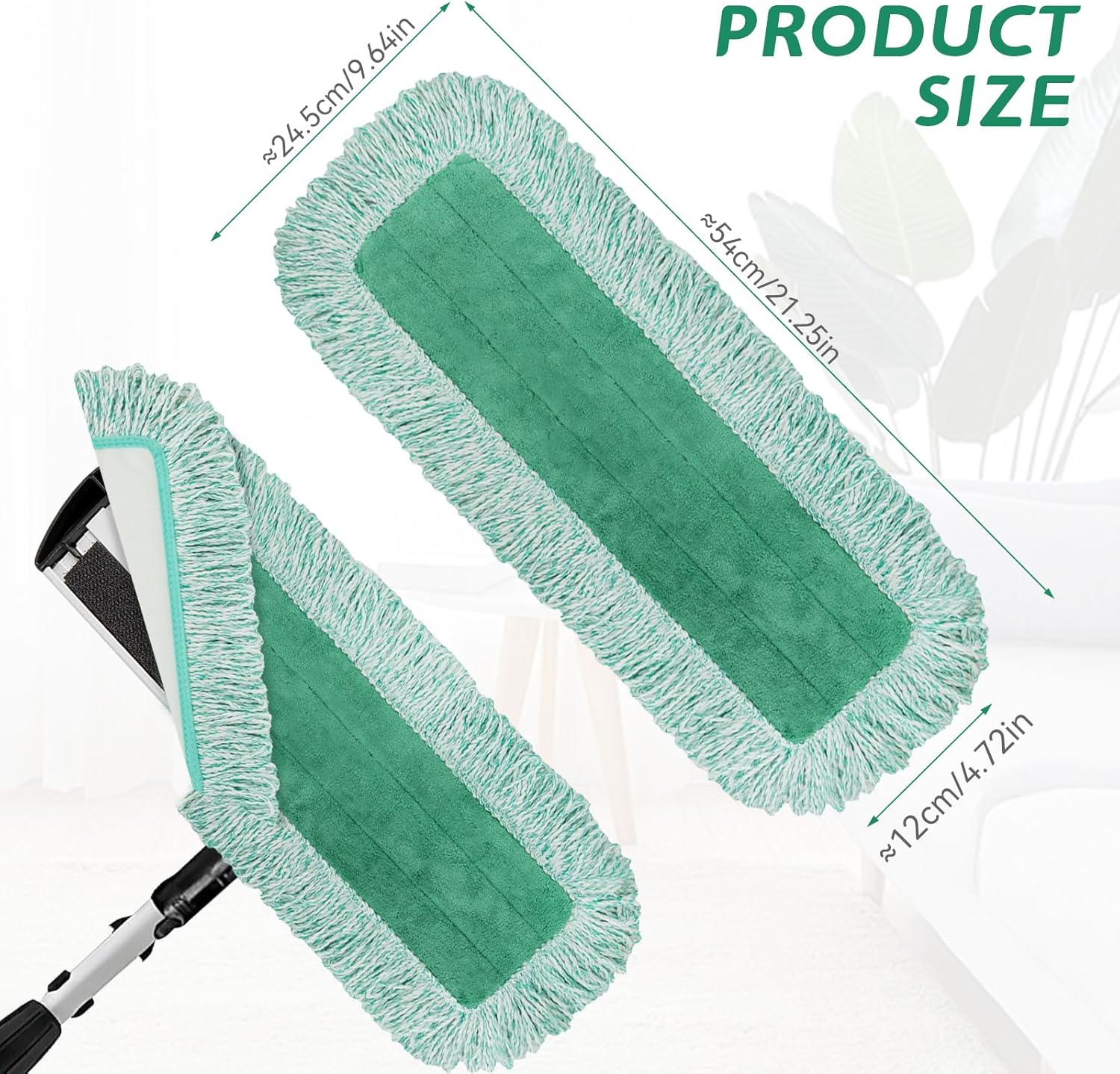 BeiLan Commercial Dust Pad Refill 6 Pack Green Microfiber for Rubbermaid