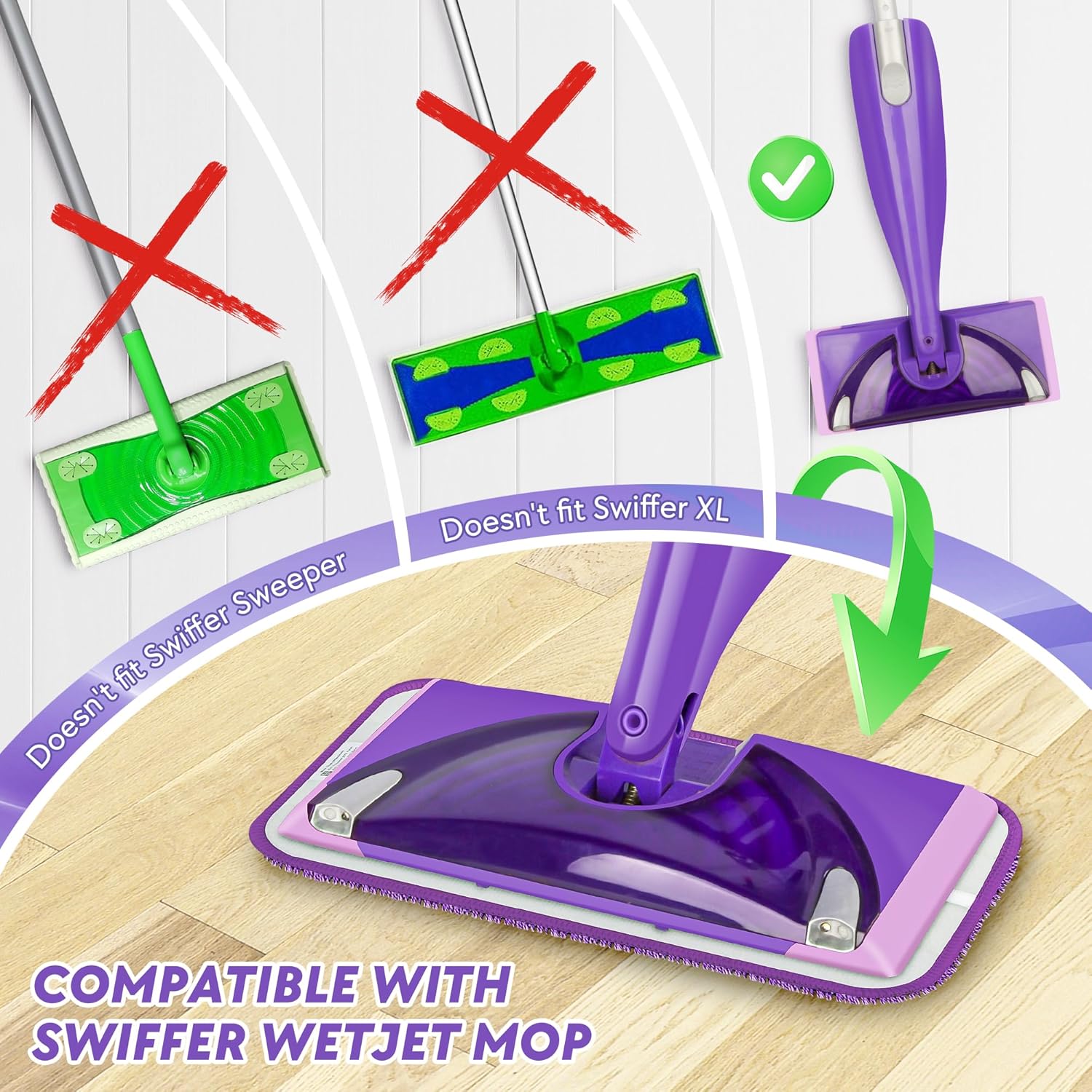 18 Pack Reusable Mop Pads for Swiffer Wet Jet
