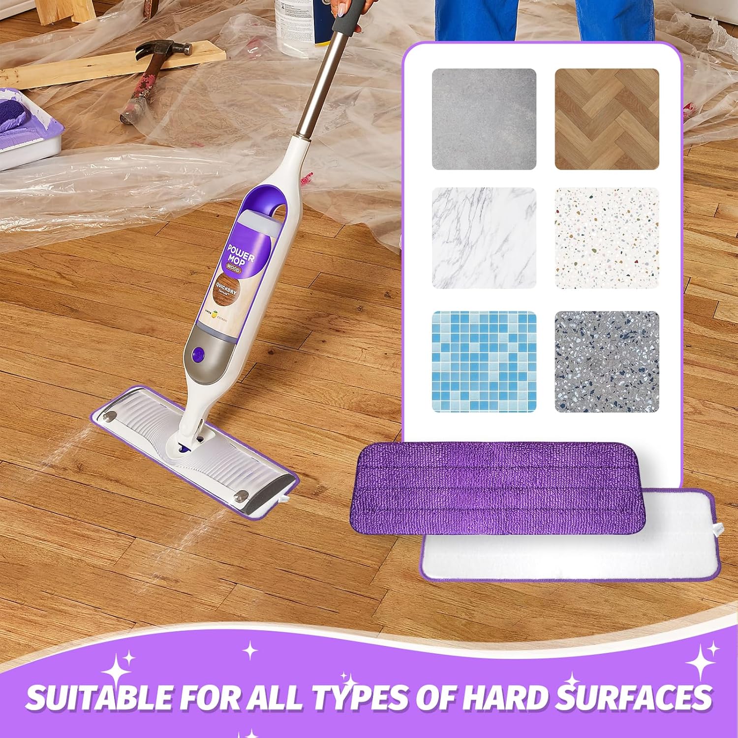 4 Pack Reusable Microfiber Mop Pads for PowerMop