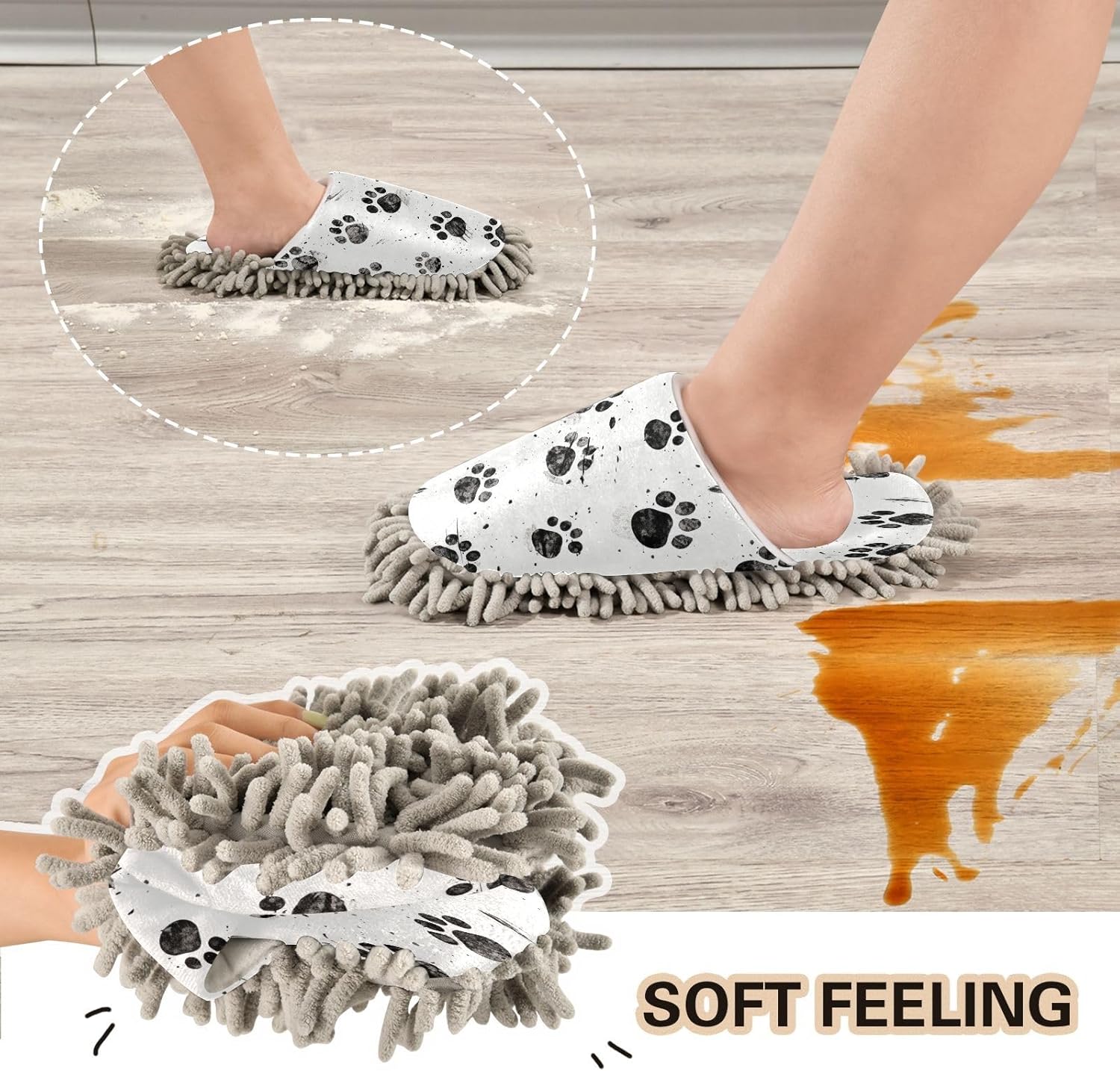 Bulletgxll Mopping Slippers for Men Women - Washable Microfiber Floor Mop Slippers