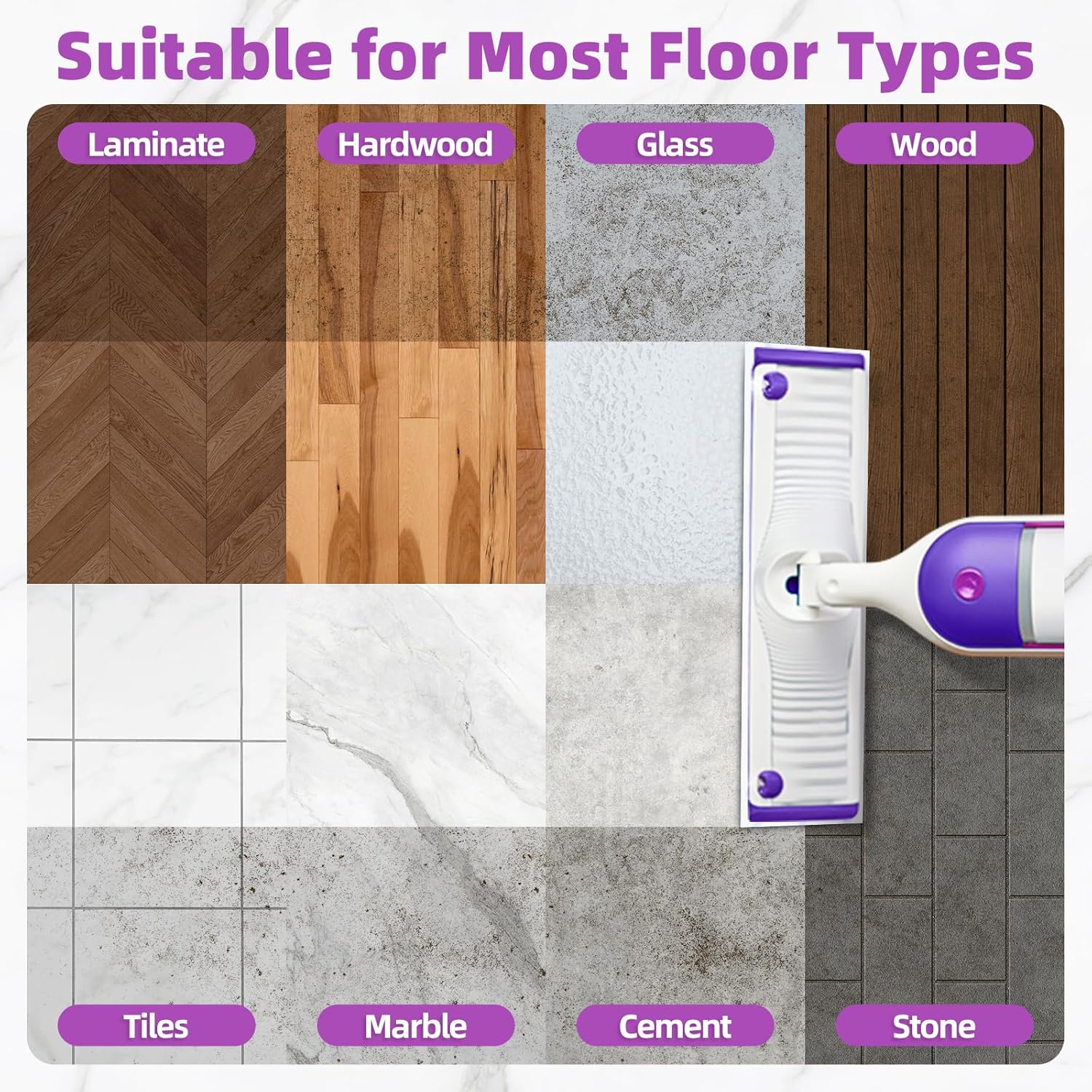 Nicemiya 50 Count Microfiber Mop Pads for Swiffer PowerMop 1