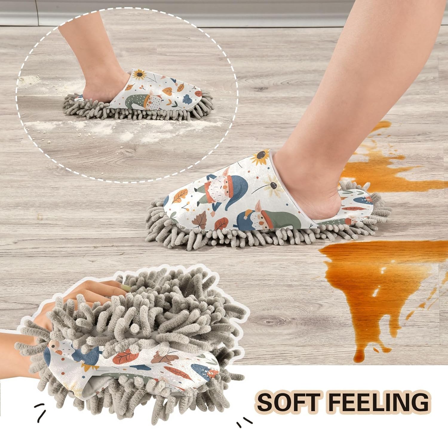 Zhirexin Thanksgiving Cleaning Slippers with Microfiber Mop Pads 1