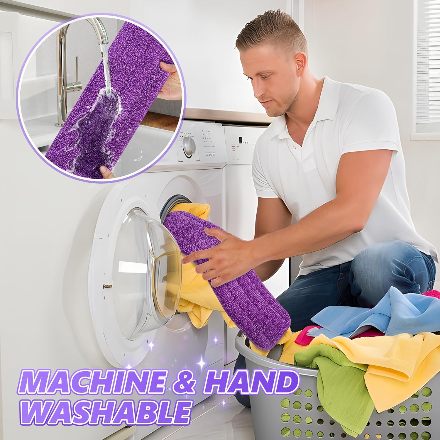 4X Reusable Mop Pads for Swiffer Power Mop