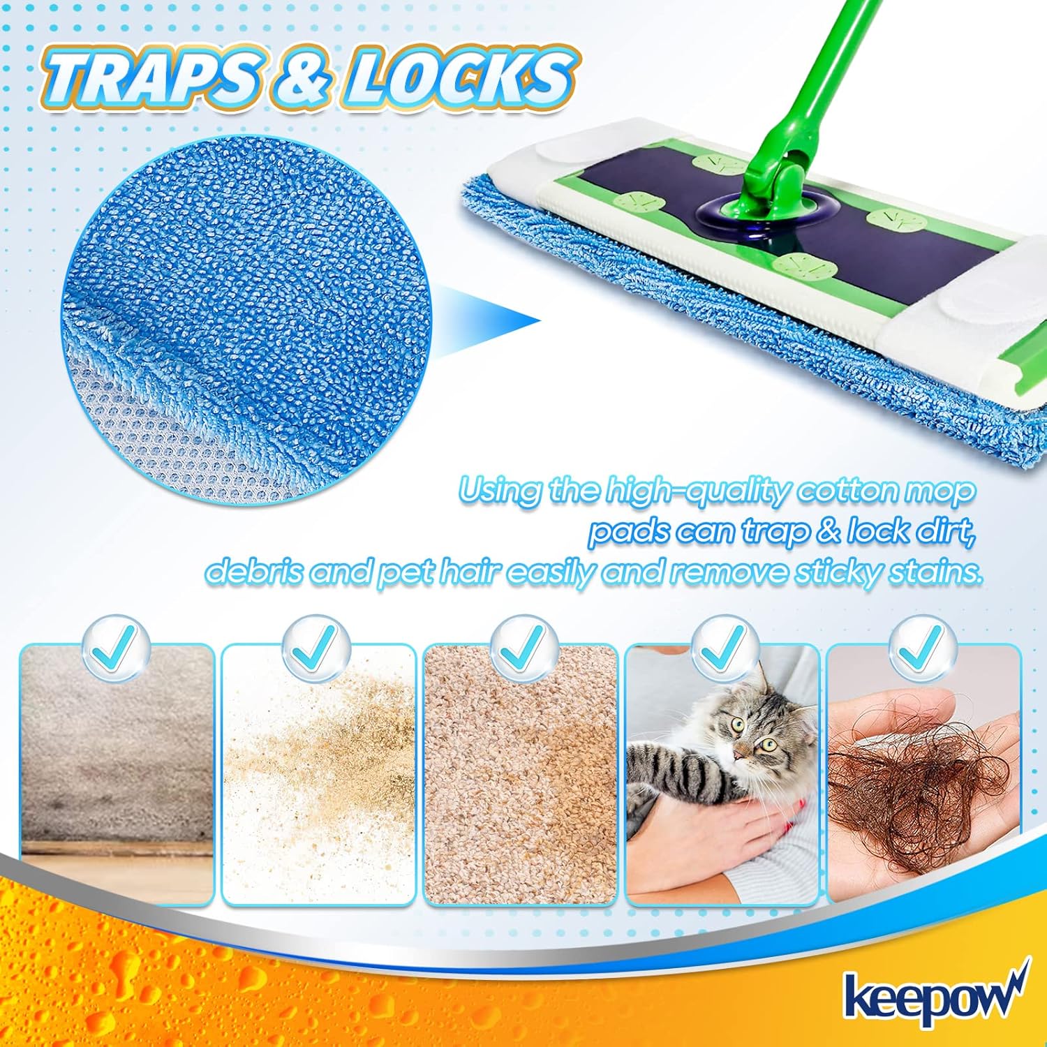 KEEPOW XL Dry Sweeping Cloths for Swiffer Sweeper