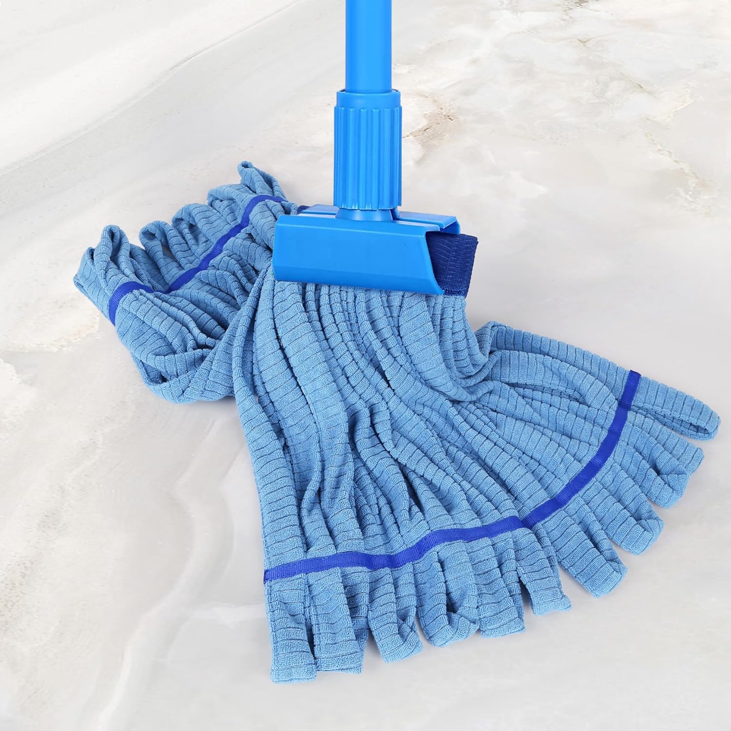 DRKLEAN 6 Pack Large Microfiber Tube Mop Heads - Blue