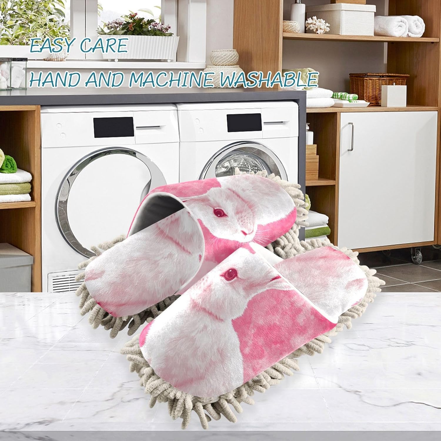 FLildon Microfiber Mopping Slippers with 3D Print Design