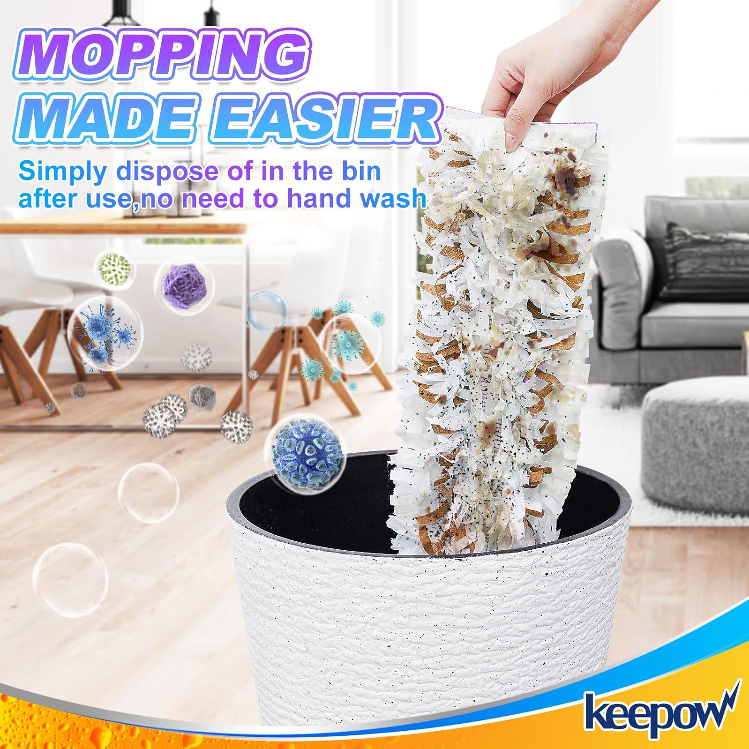 KEEPOW Disposable Mop Pads Refills 5 Pack Brown
