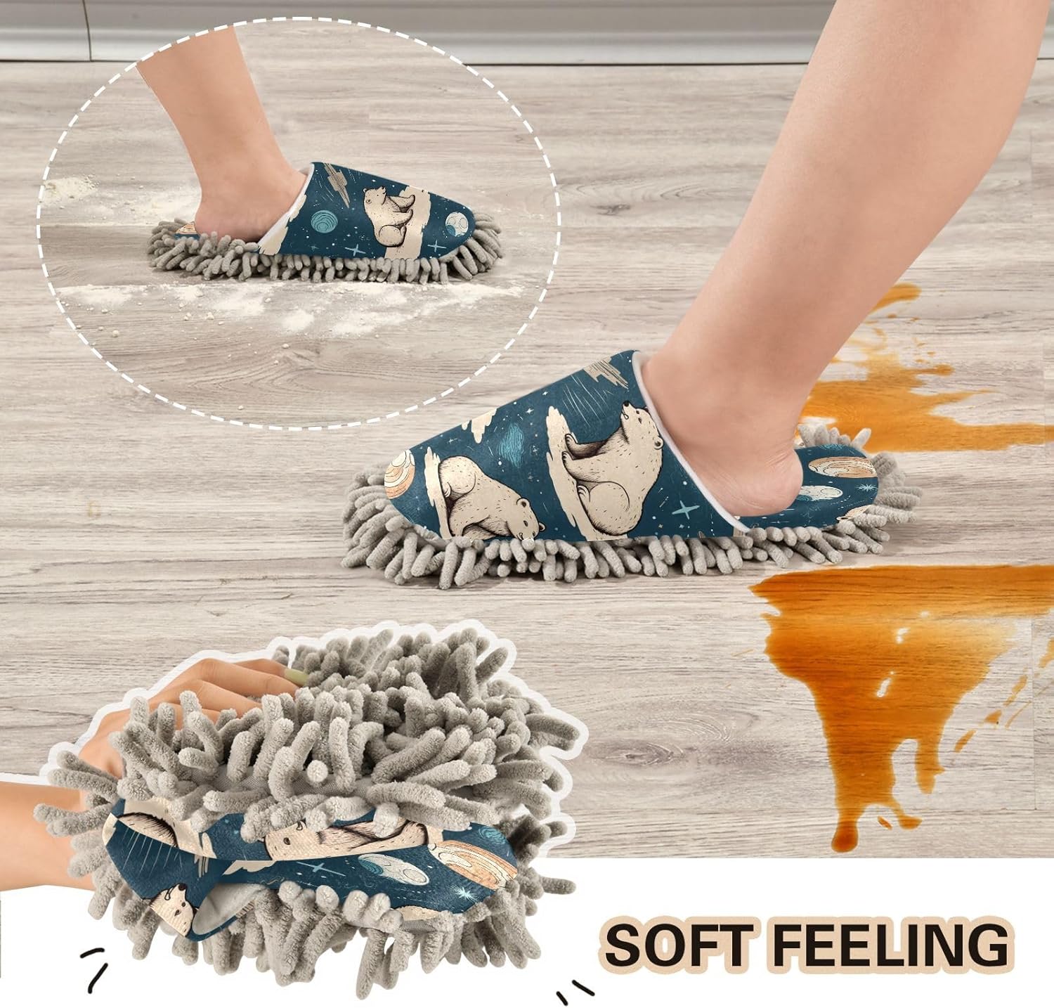 Bulletgxll Mopping Slippers for Men Women - Washable and Dust Free