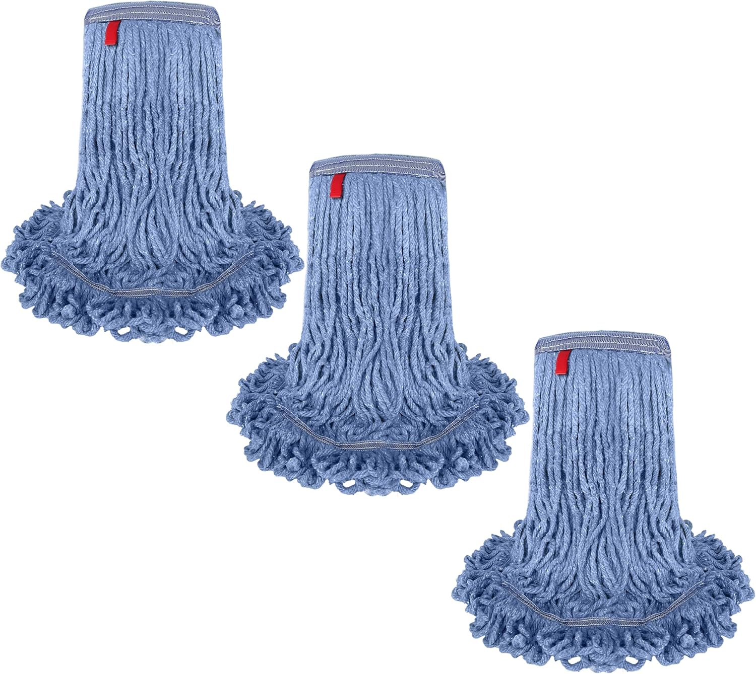 KLEEN HANDLER Blended Loop Mop Head 3-Pack Blue 24 Oz