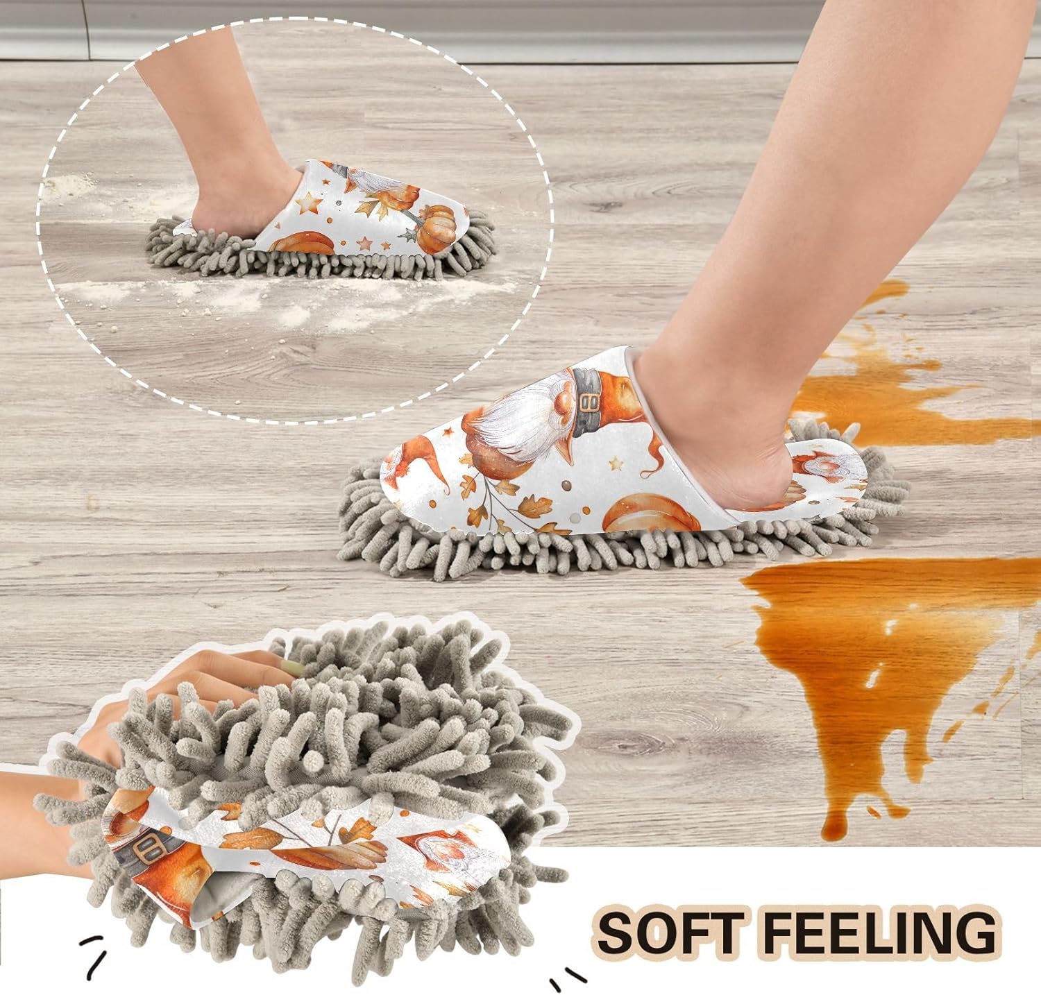 Zhirexin Thanksgiving Cleaning Mop Slippers