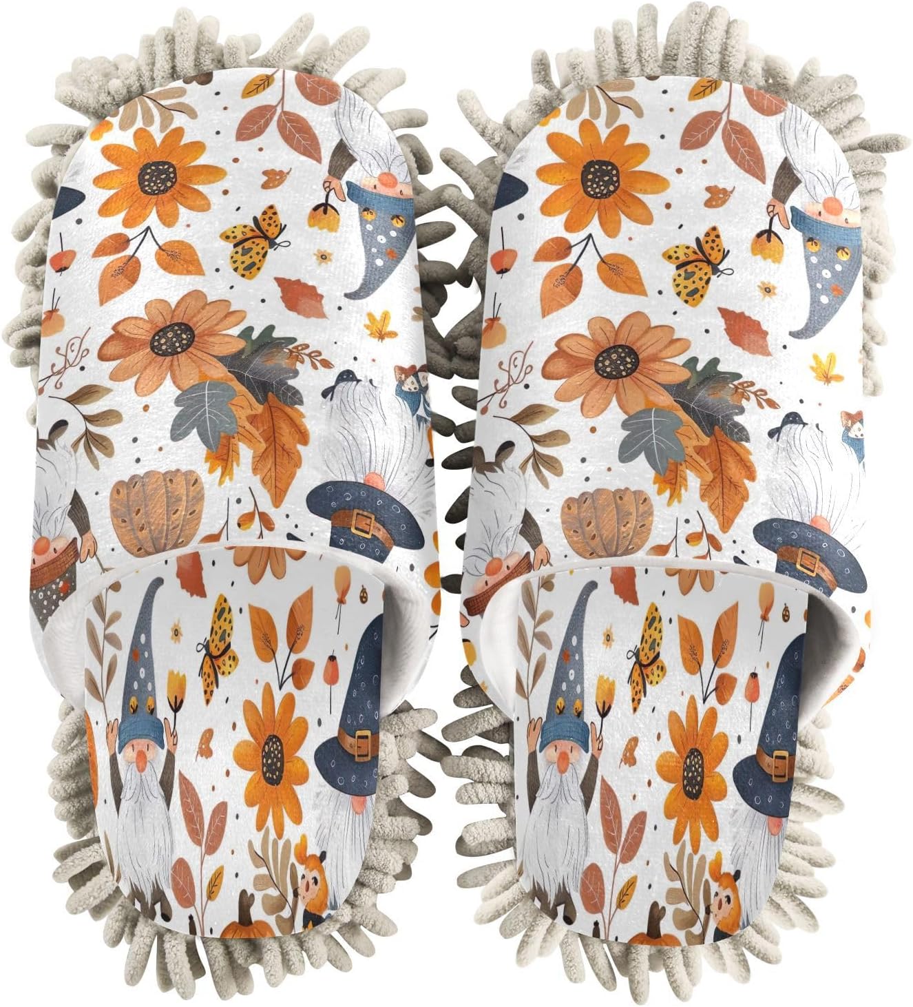 Zhirexin Thanksgiving Pumpkin Gnome Cleaning Slippers 1