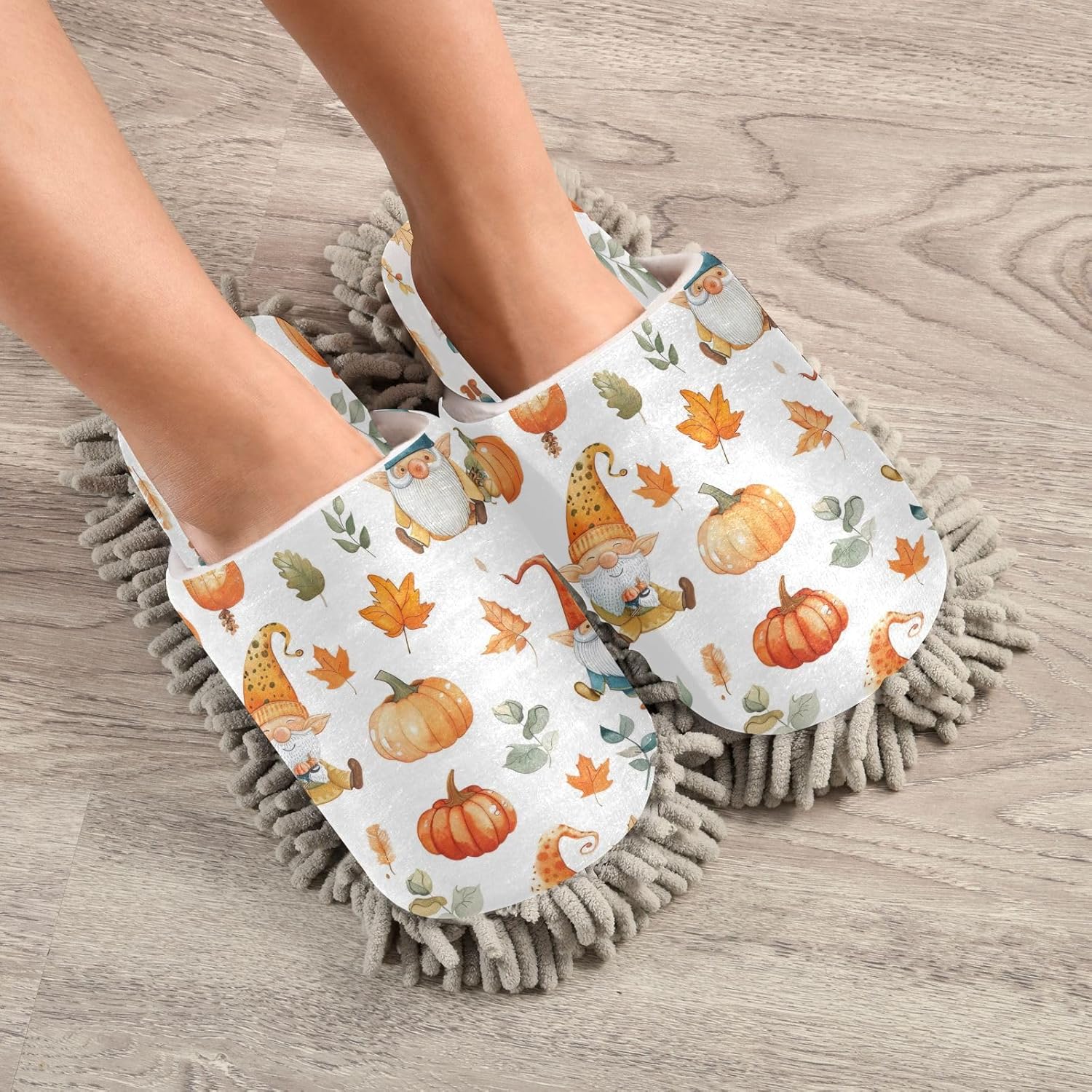 Zhirexin Thanksgiving Gnome Cleaning Slippers