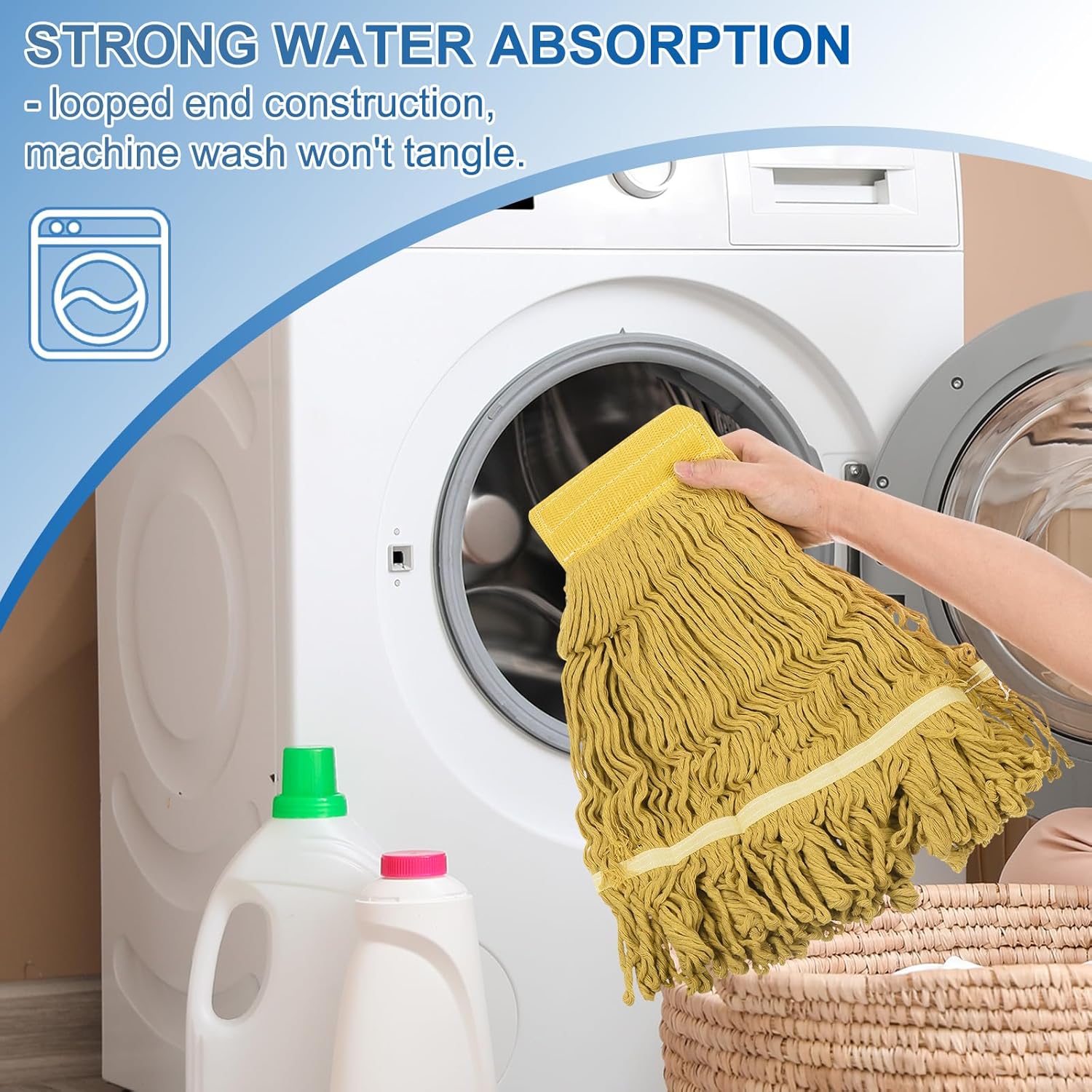 Uxcell 6Pcs Cotton String Mop Head Replacement