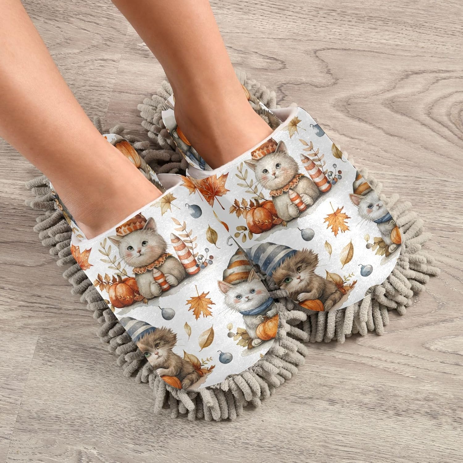 Zhirexin Halloween Cleaning Mop Slippers