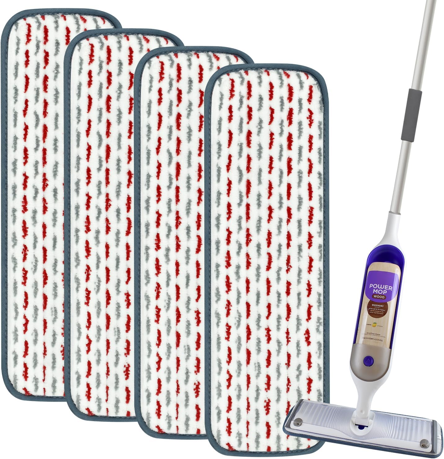 4 Pack Reusable Swiffer Power Mop Pads - Thicker Microfiber