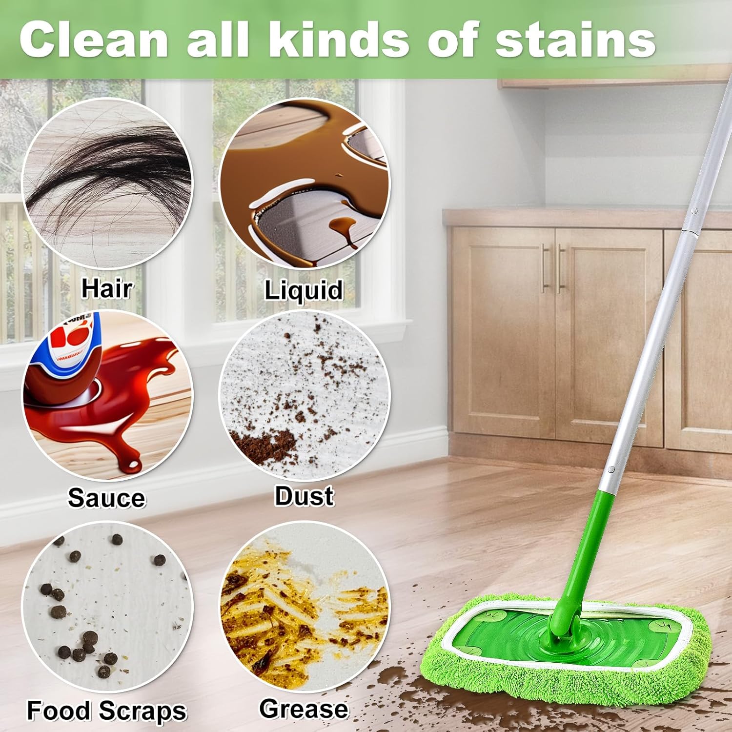 DLAIMI Reusable Microfiber Mop Pads 6PCS for Swiffer Sweeper