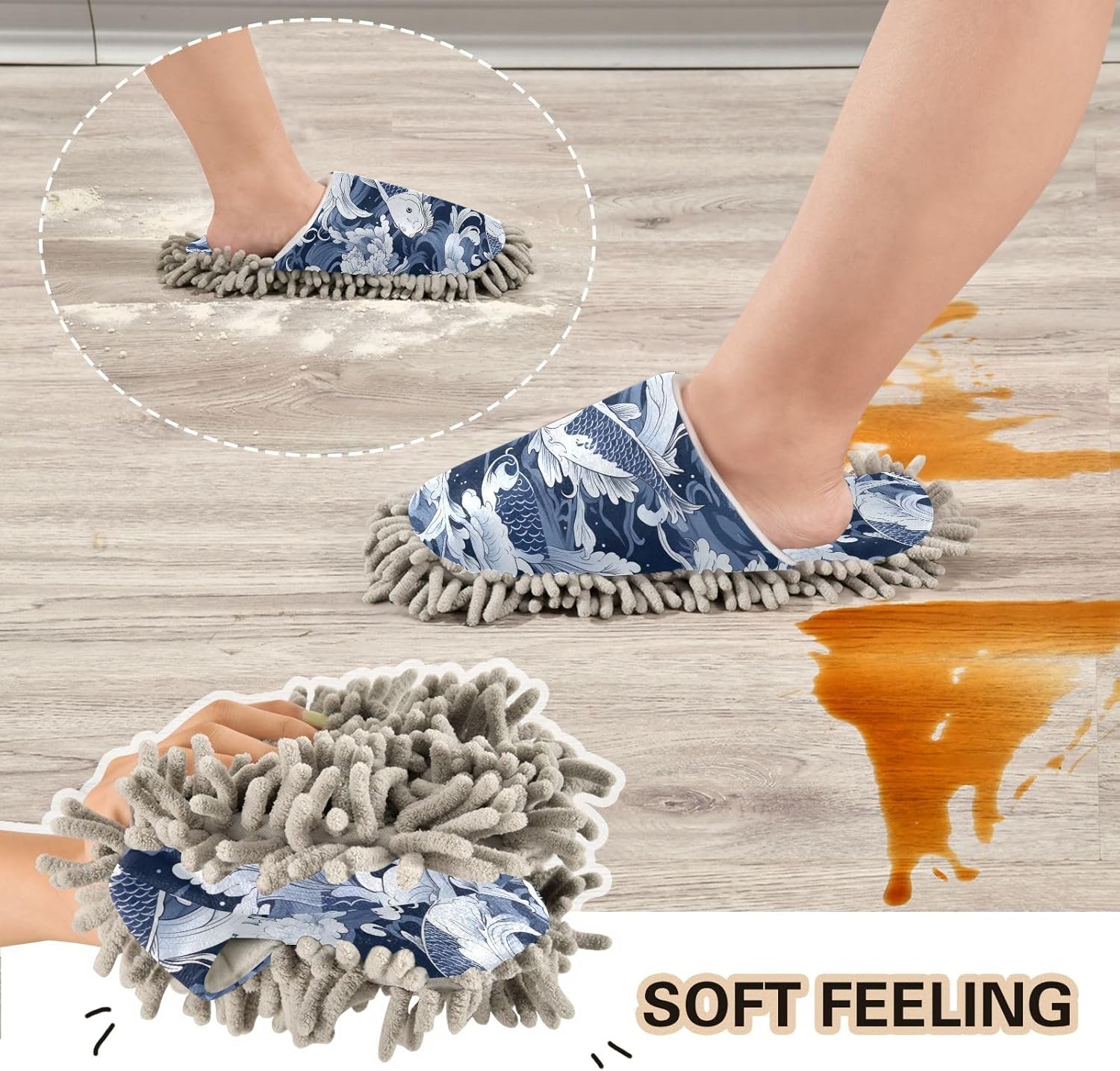 Bulletgxll Koi Fish Mopping Slippers - M Size