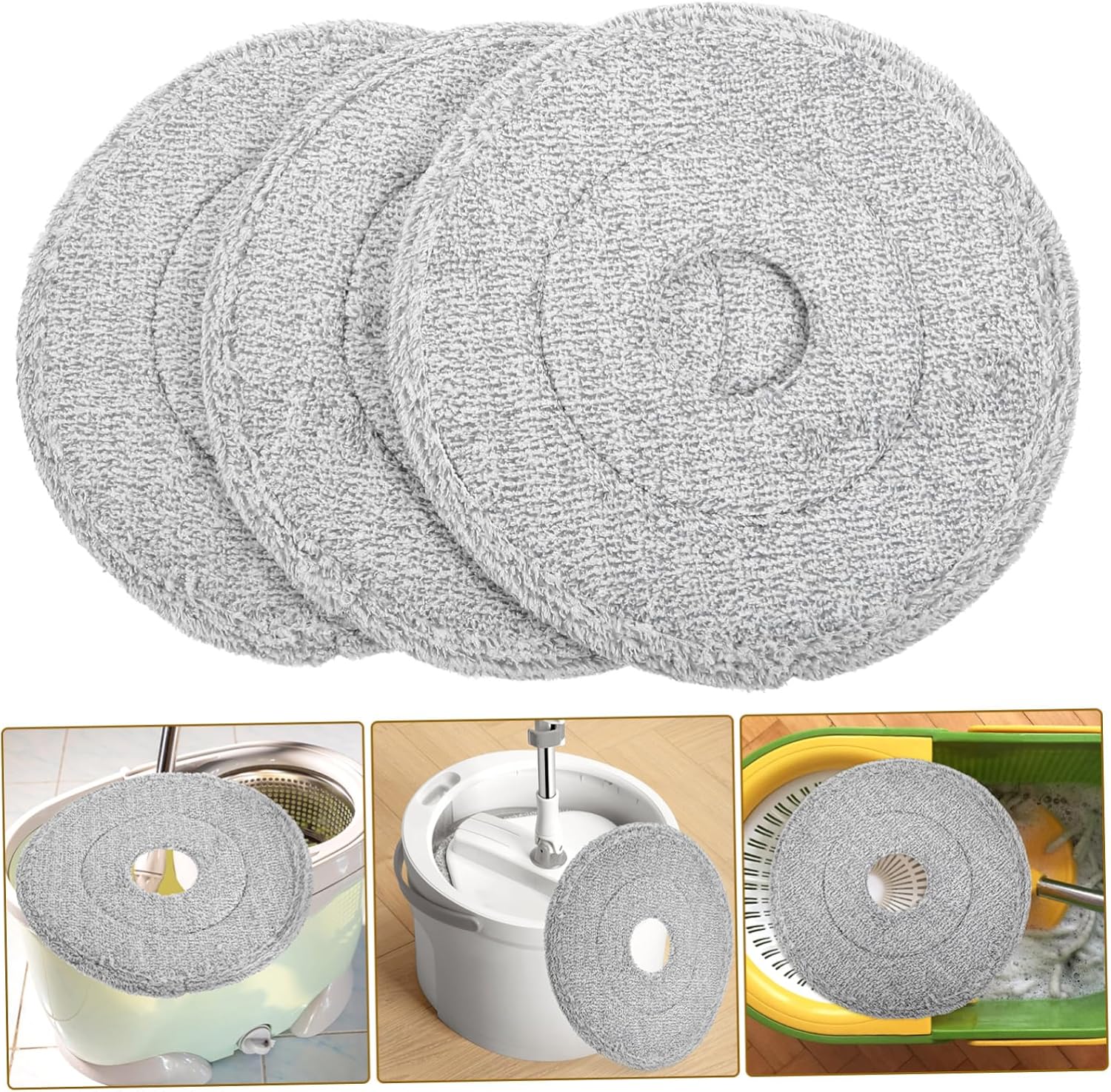 3pcs Reusable Cotton Mop Heads for Wet Dry Cleaning