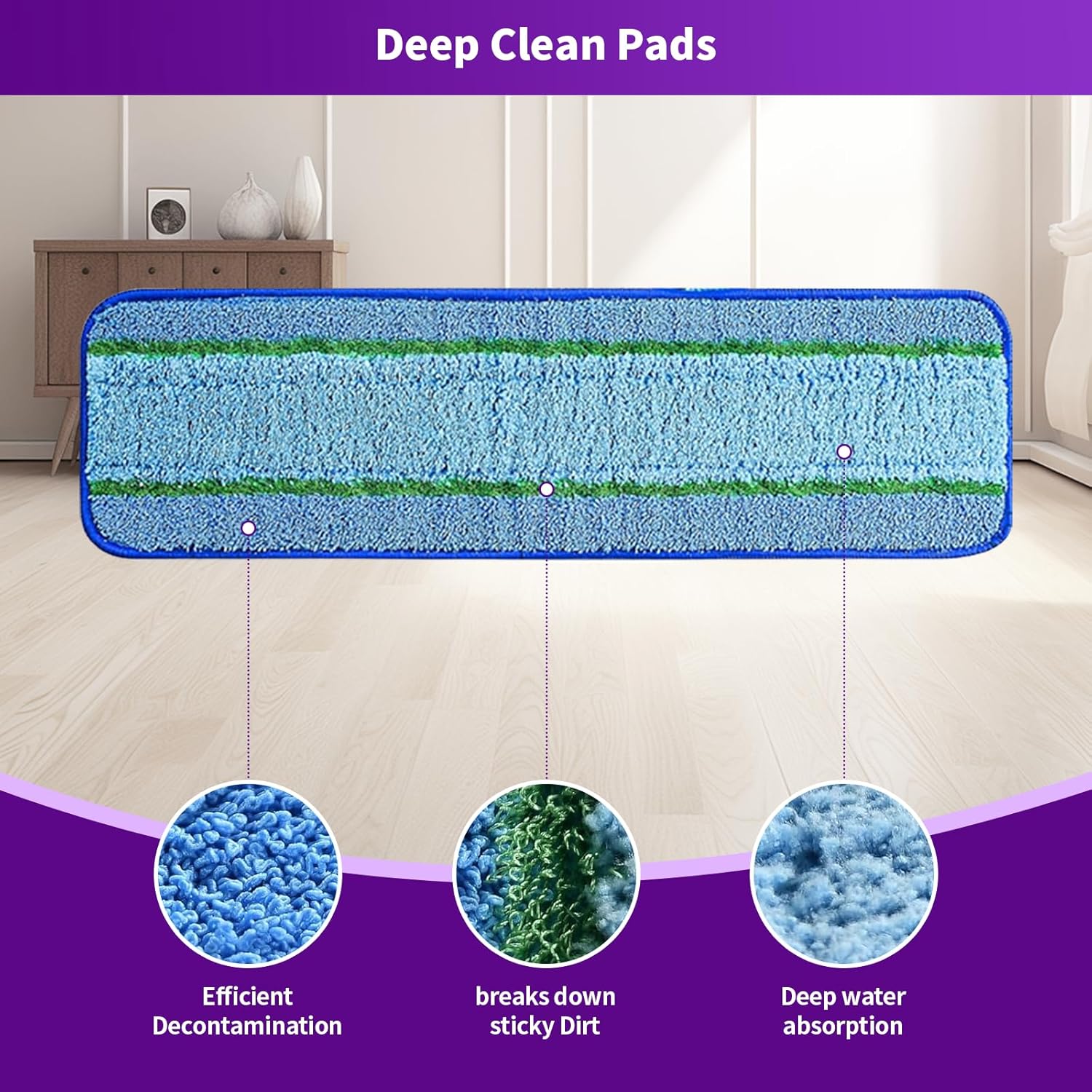 10 Pack Microfiber Mop Pads for Bona Washable Reusable