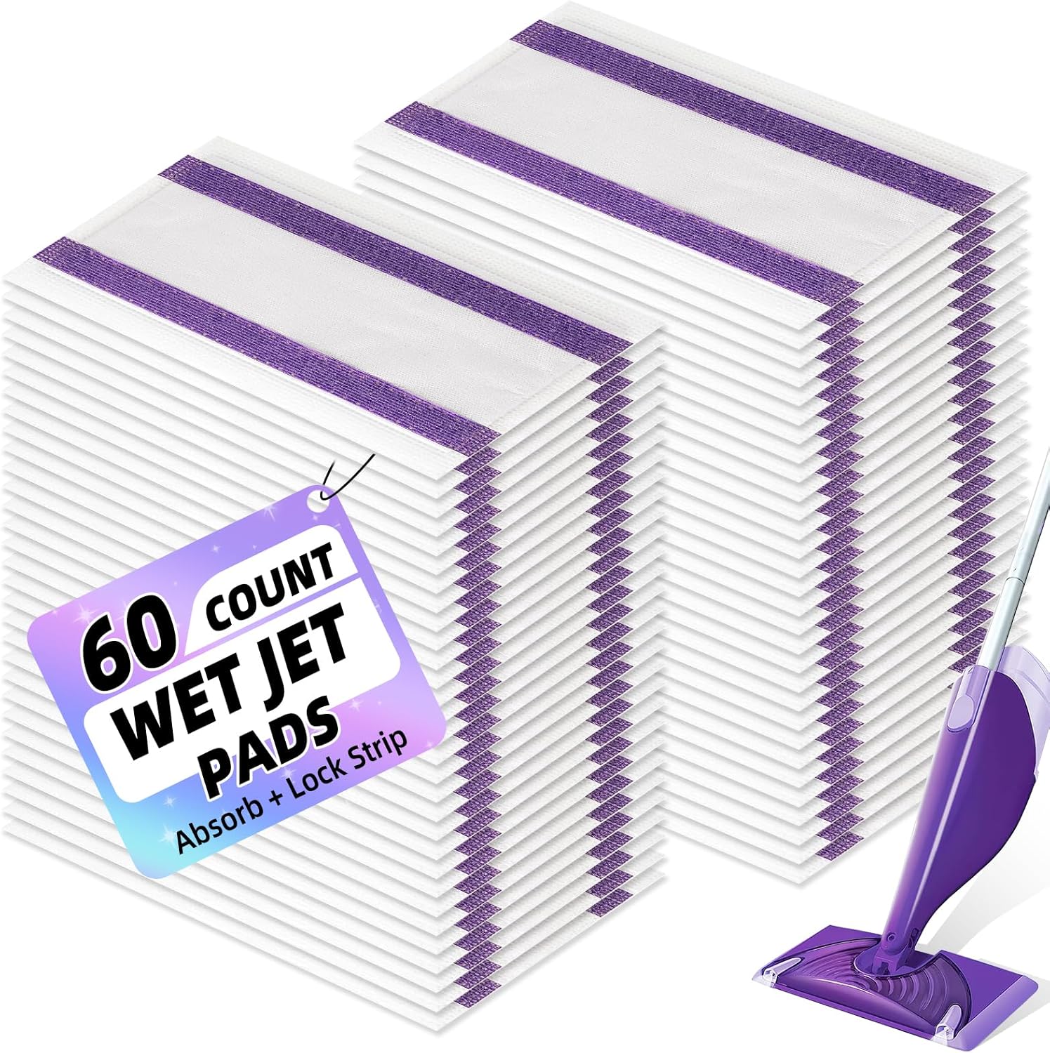 60 Count Disposable Wetjet Pads Refill for Swiffer Wet Jet Mop