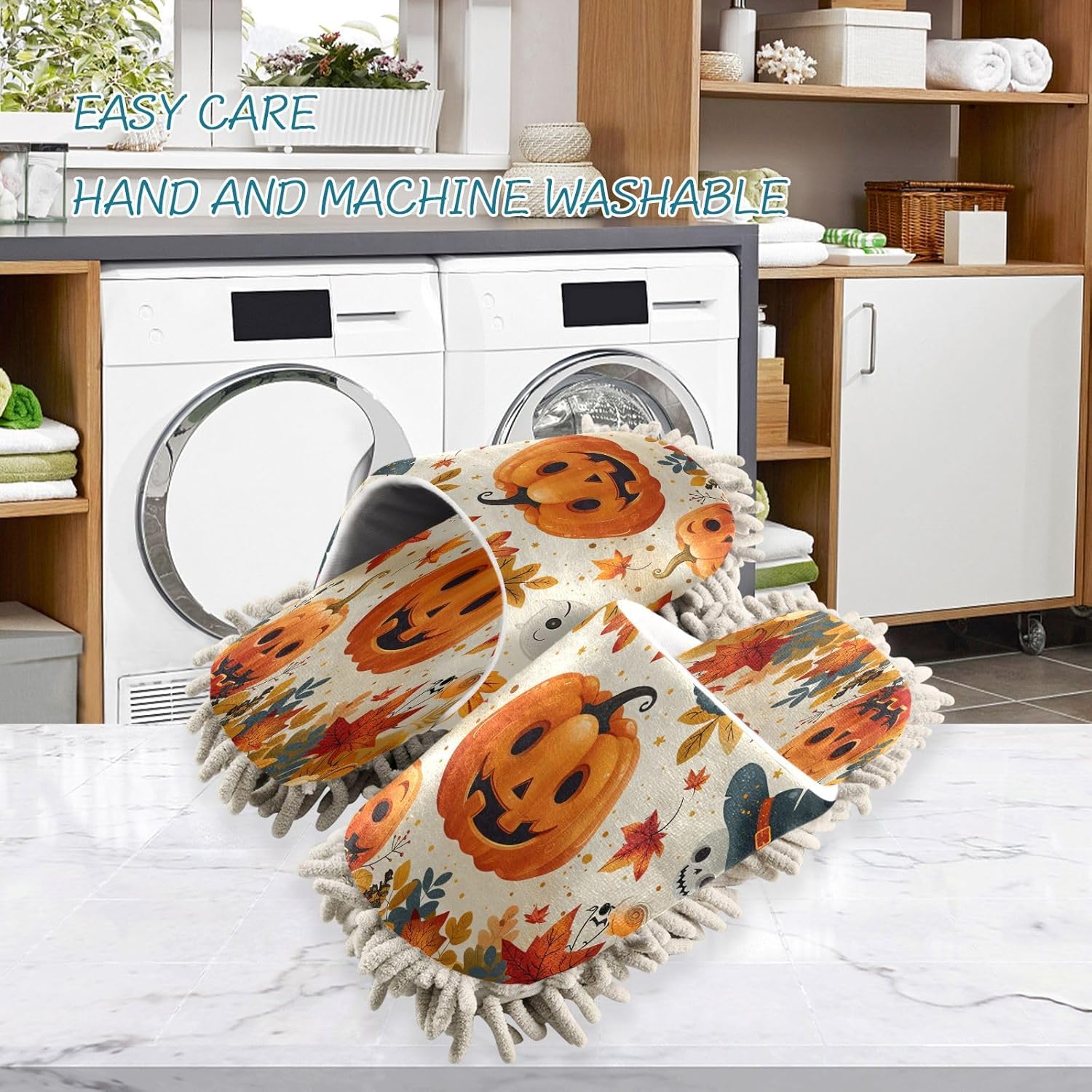 Zhirexin Halloween Cleaning Mop Slippers for Men Women