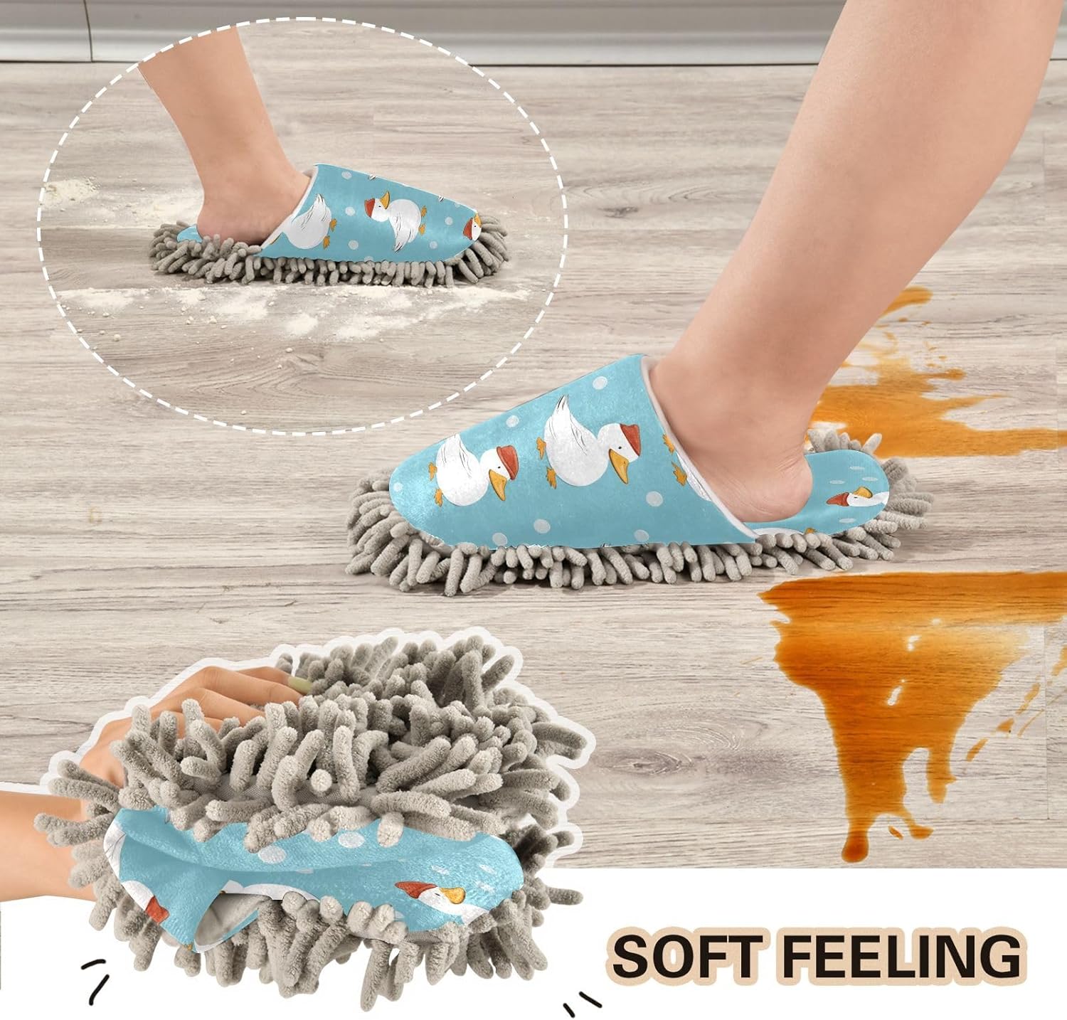 Bulletgxll Duck with Hats Microfiber Cleaning Slippers - L
