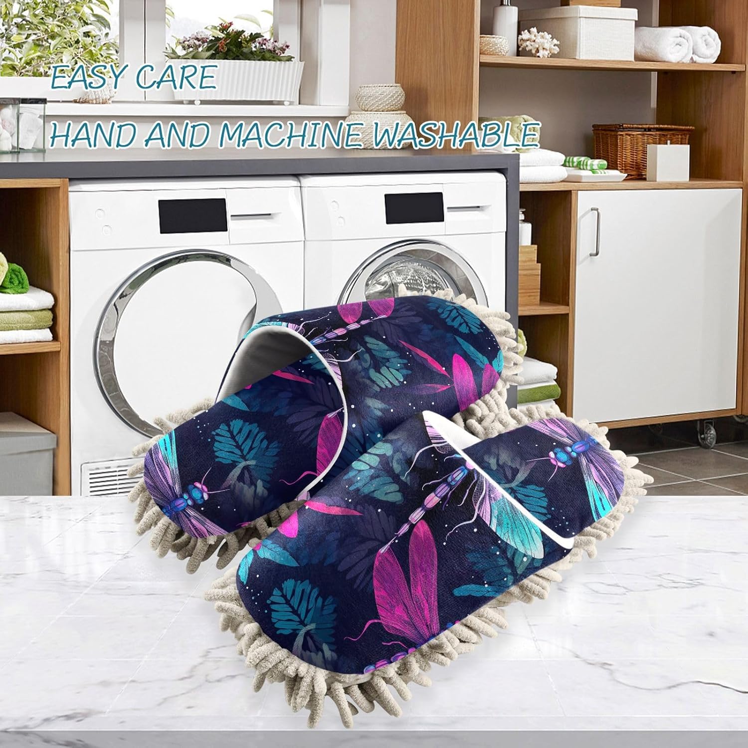 Purple Dragonflies Mop Slippers for Wood Floor