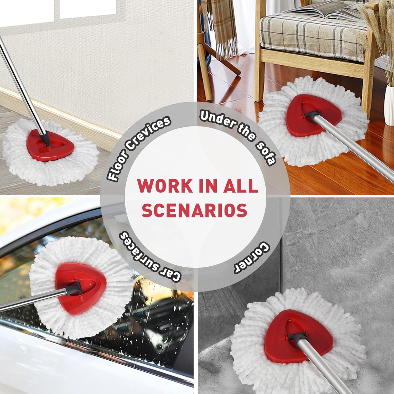 GRAREND Spin Mop Head Refill 1-Tank System 6 Pack