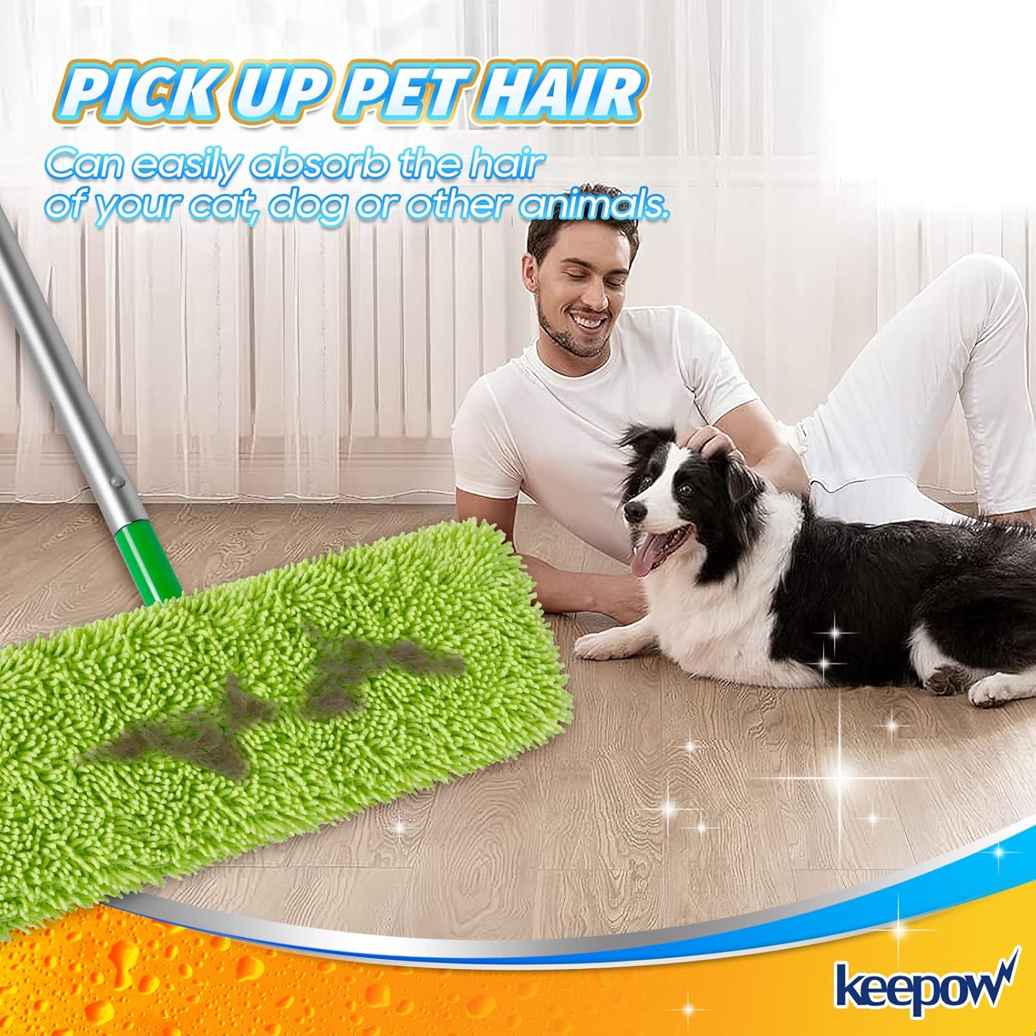 KEEPOW Reusable XL Mop Pads 4 Pack - Wet Dry Cleaning