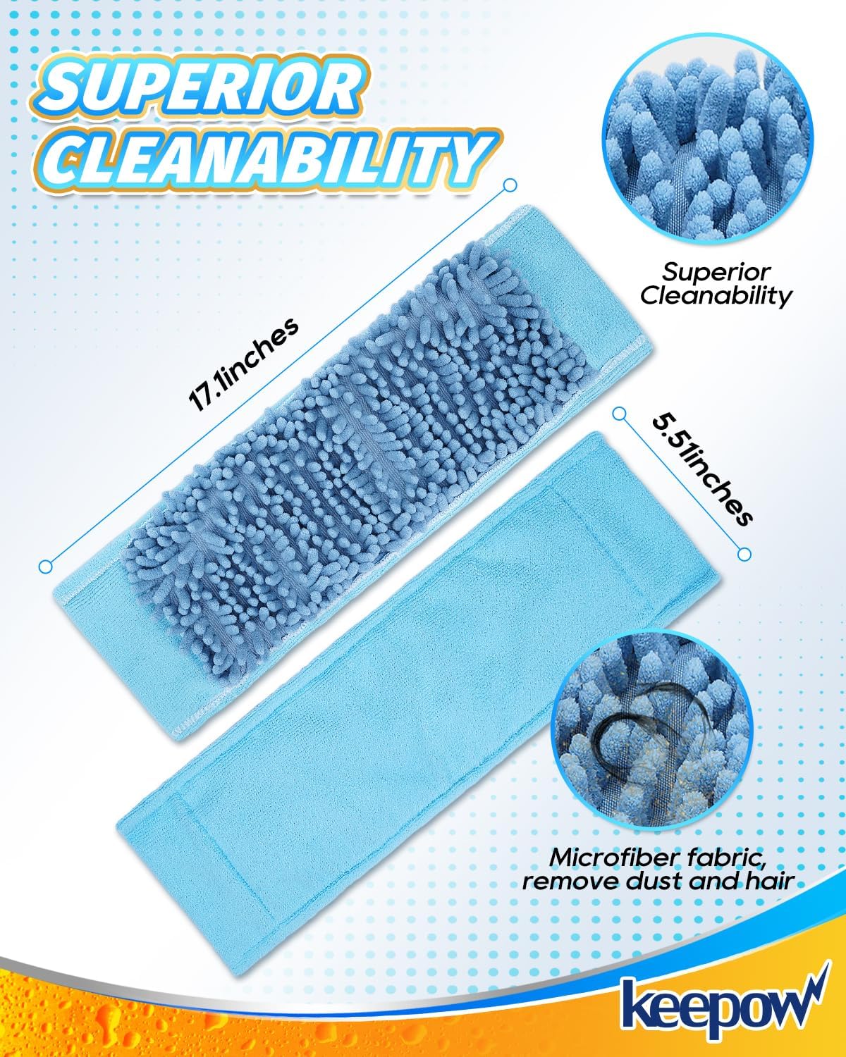 KEEPOW 4 Pack Microfiber Steam Mop Pads for Wagner 905e915e925e