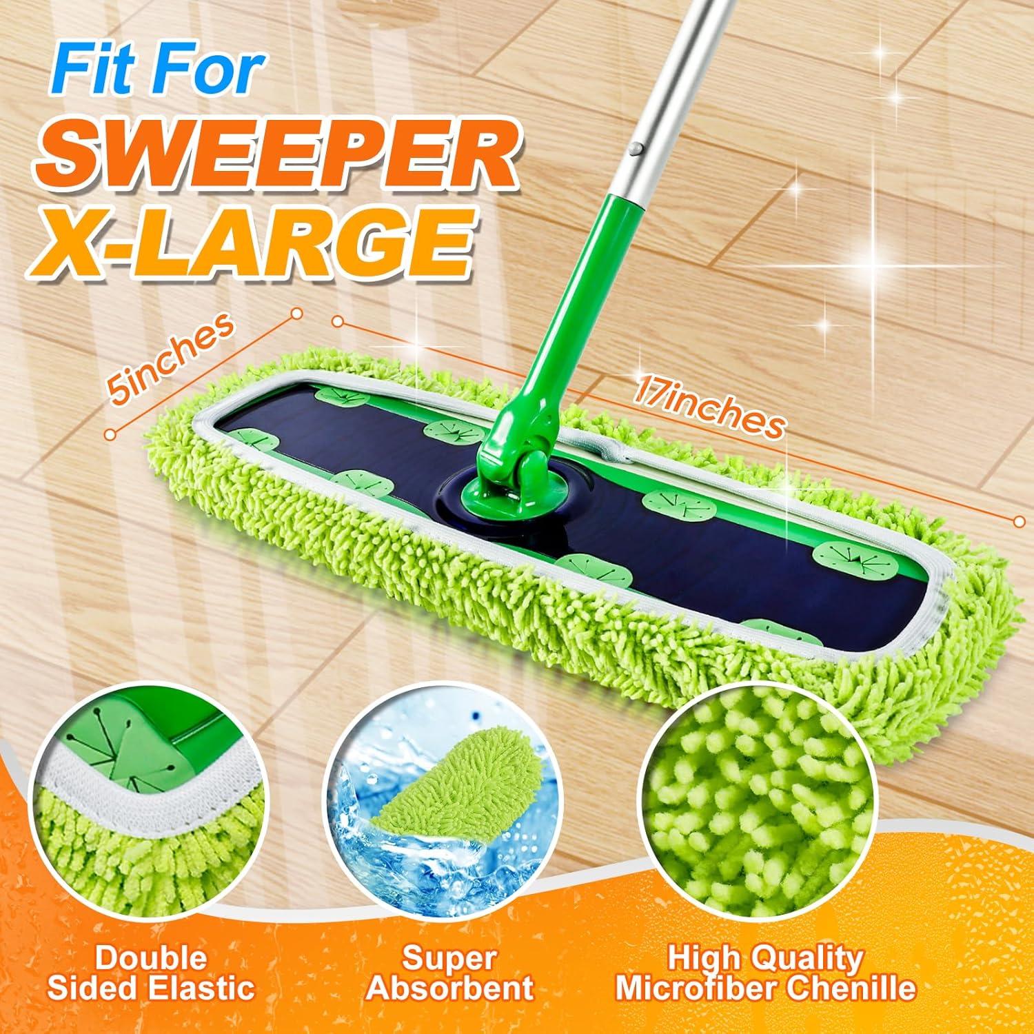 MyKEEPOW Reusable Mop Pads for Swiffer XL 3 Pack