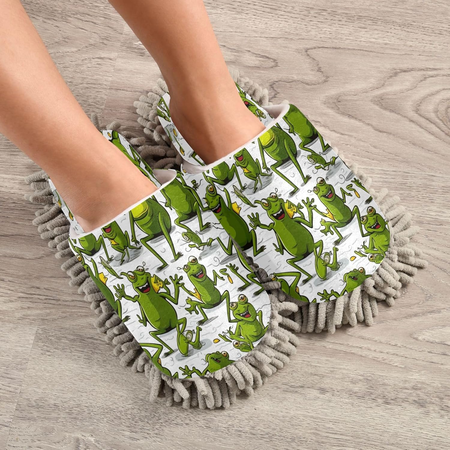 Frogs Pattern Mopping Slippers - Washable Comfortable