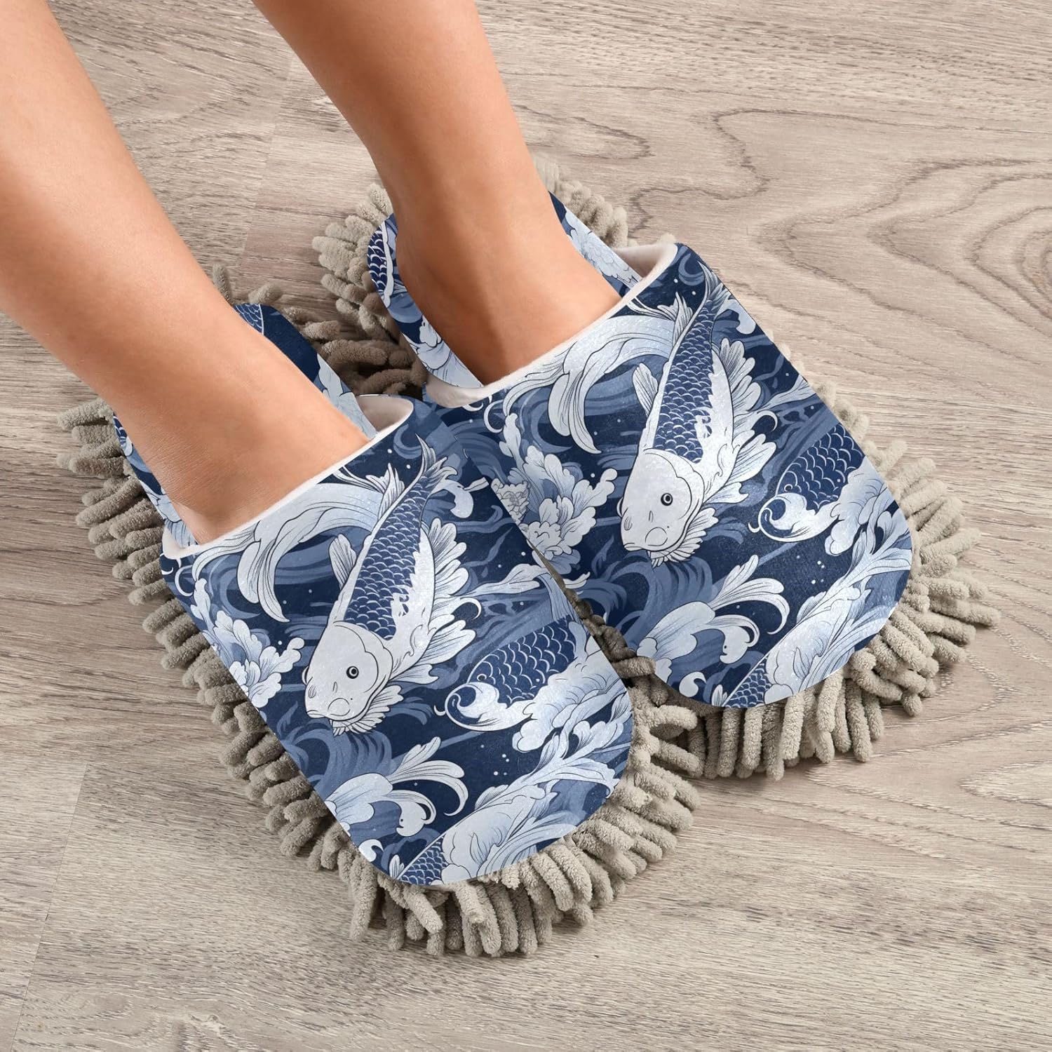 Bulletgxll Koi Fish Mopping Slippers - M Size