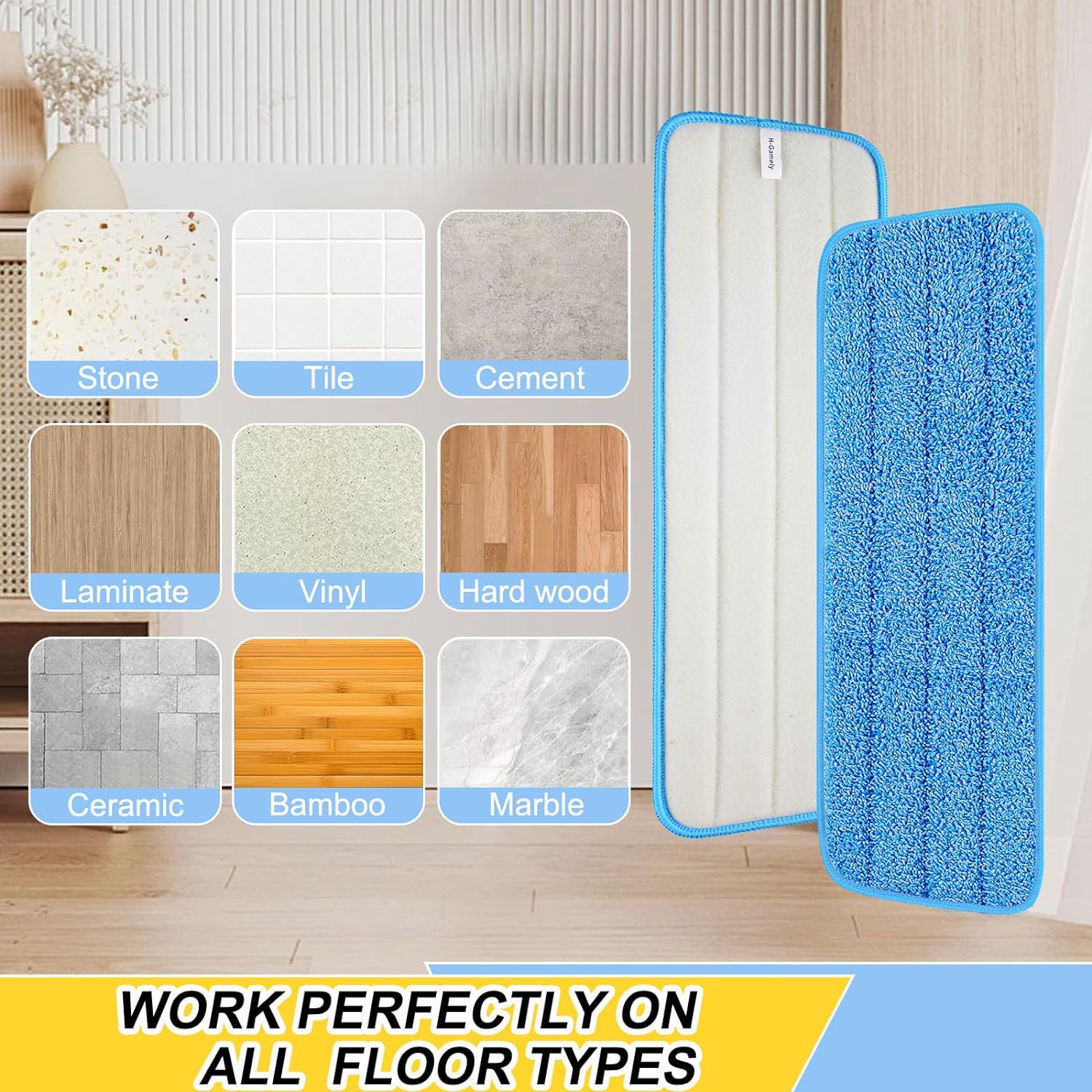 3 Pack Microfiber Spray Mop Replacement Heads for Bona and Other Mops