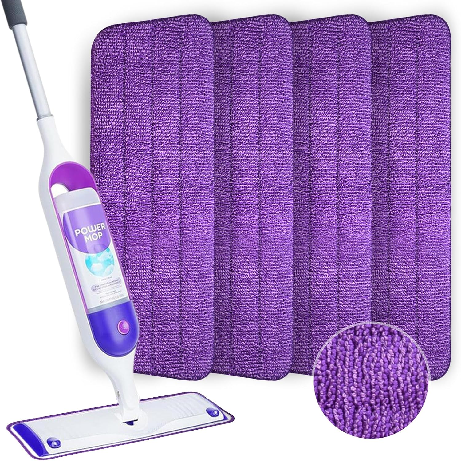 4 Pack Reusable Microfiber Mop Pads for PowerMop