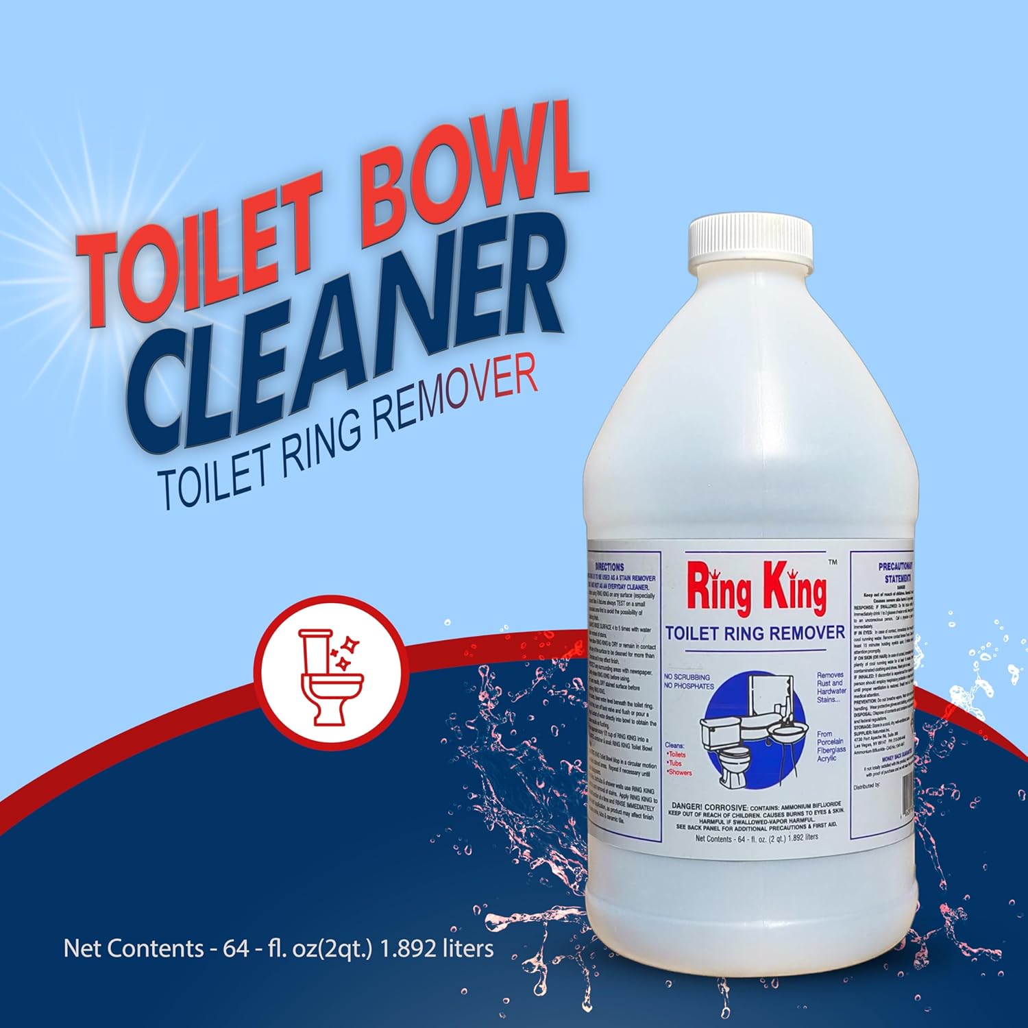 Ring King Toilet Bowl Cleaner Liquid 64oz Pack Of 6