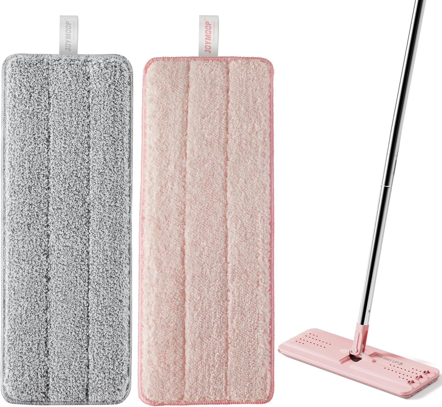 JOYMOOP Microfiber Mop Pads Replacement - Pack of 2 Grey Pink