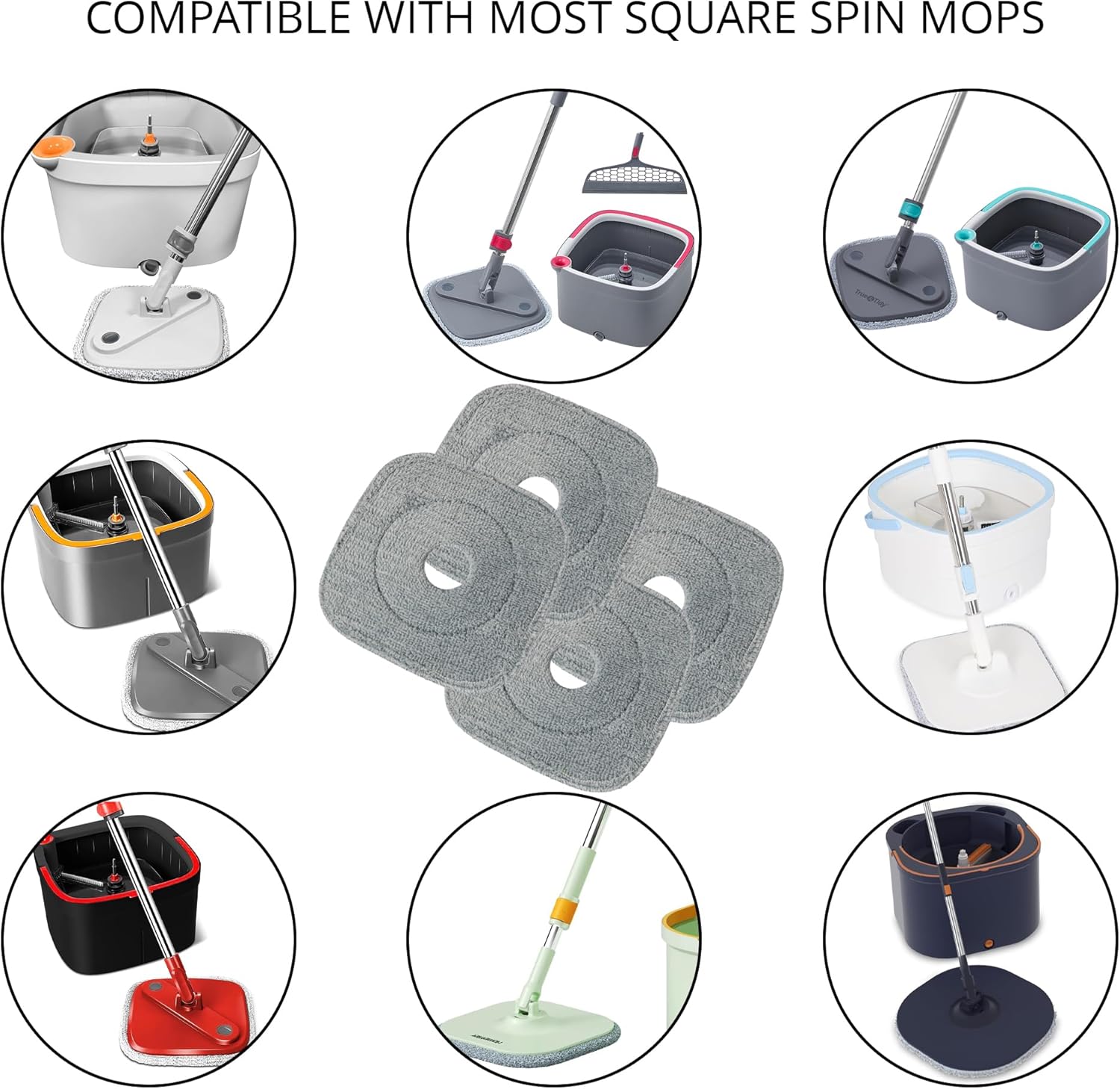 True Tidy 2-Pack 9 Inch Microfiber Mop Pads for SPIN-800