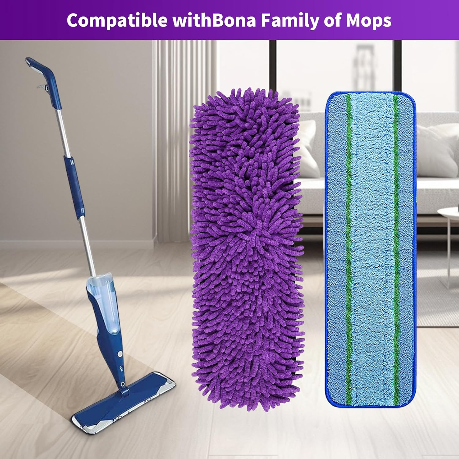 10 Pack Microfiber Mop Pads for Bona Washable Reusable