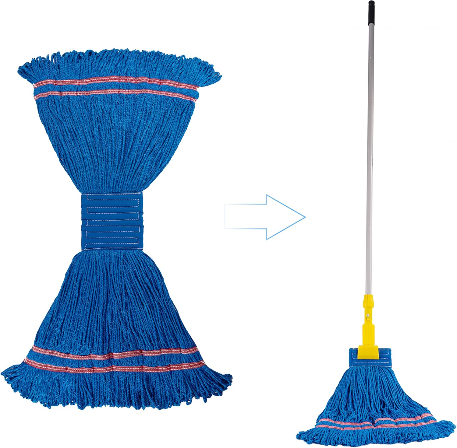 Matthew Cleaning Microfiber String Mop Head Replacement - 3 Pack Blue