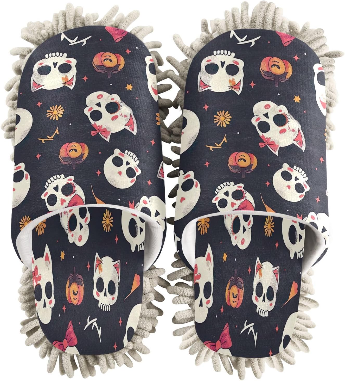 Zhirexin Halloween Bow Skull Cleaning Slippers
