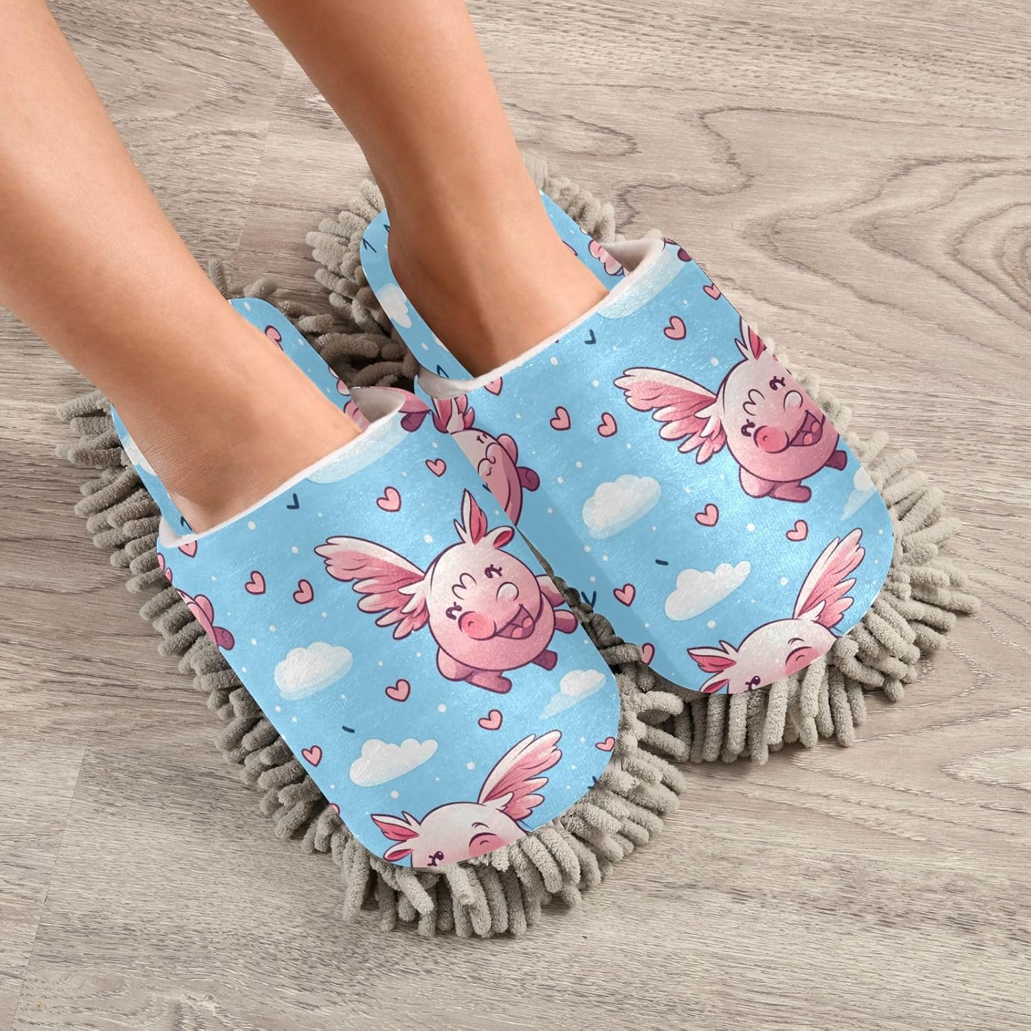 Bulletgxll Cute Pig Microfiber Cleaning Slippers for Men Women