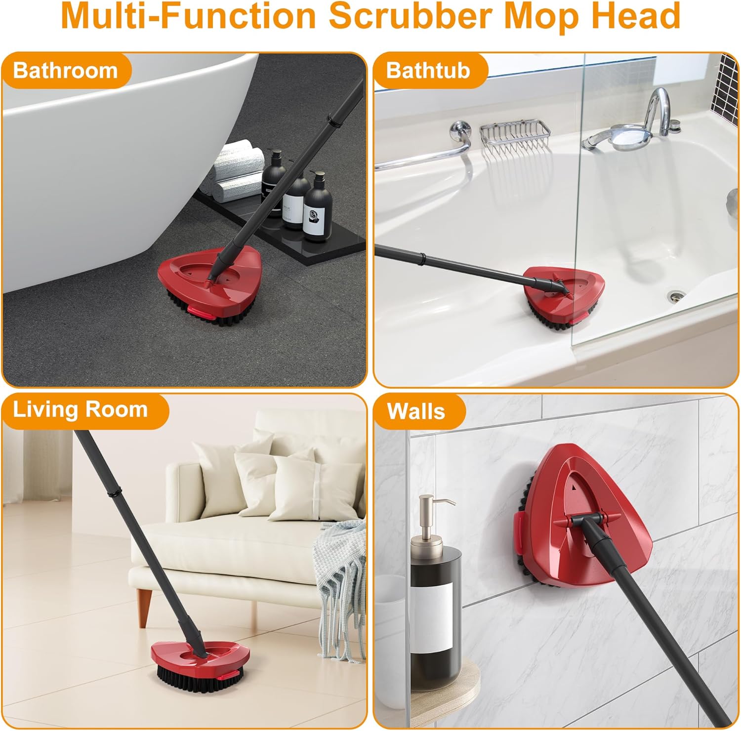 Folews Red Scrubber Mop Head for O-Cedar EasyWring 1-Tank System