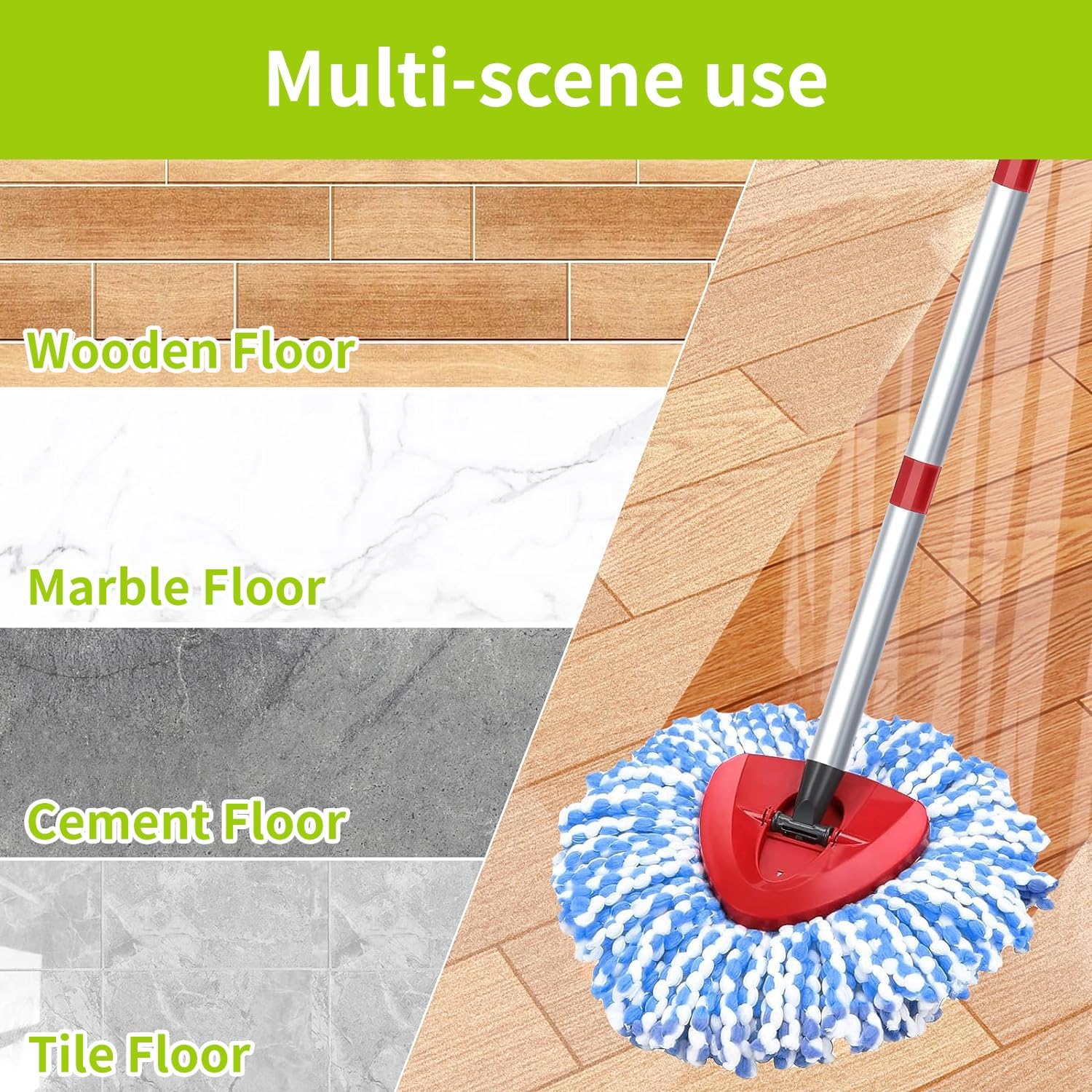 4 Pack Magicmops EasyWring Spin Mop Replacement Heads Blue