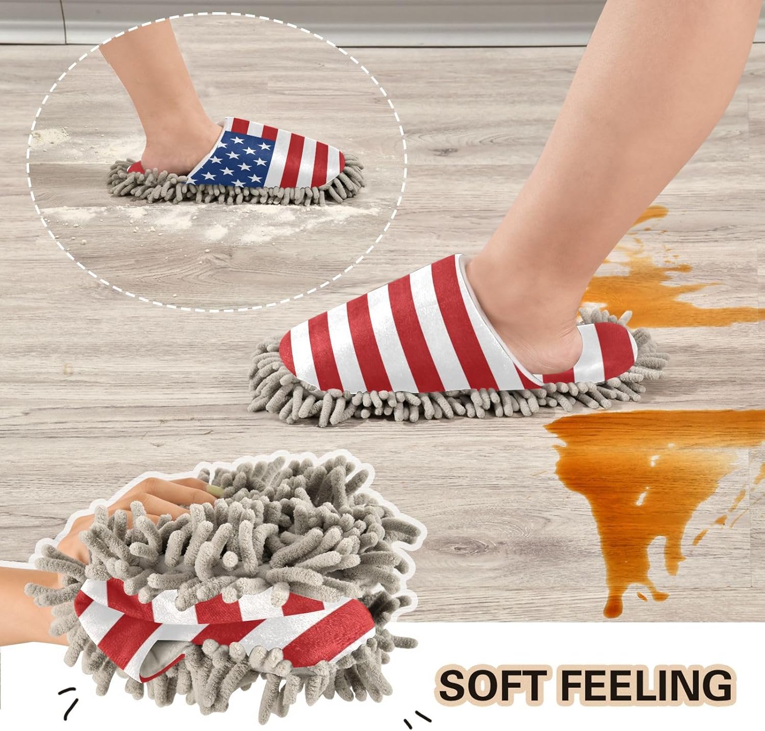 Zhirexin Cleaning Slippers with Microfiber Mop Pads