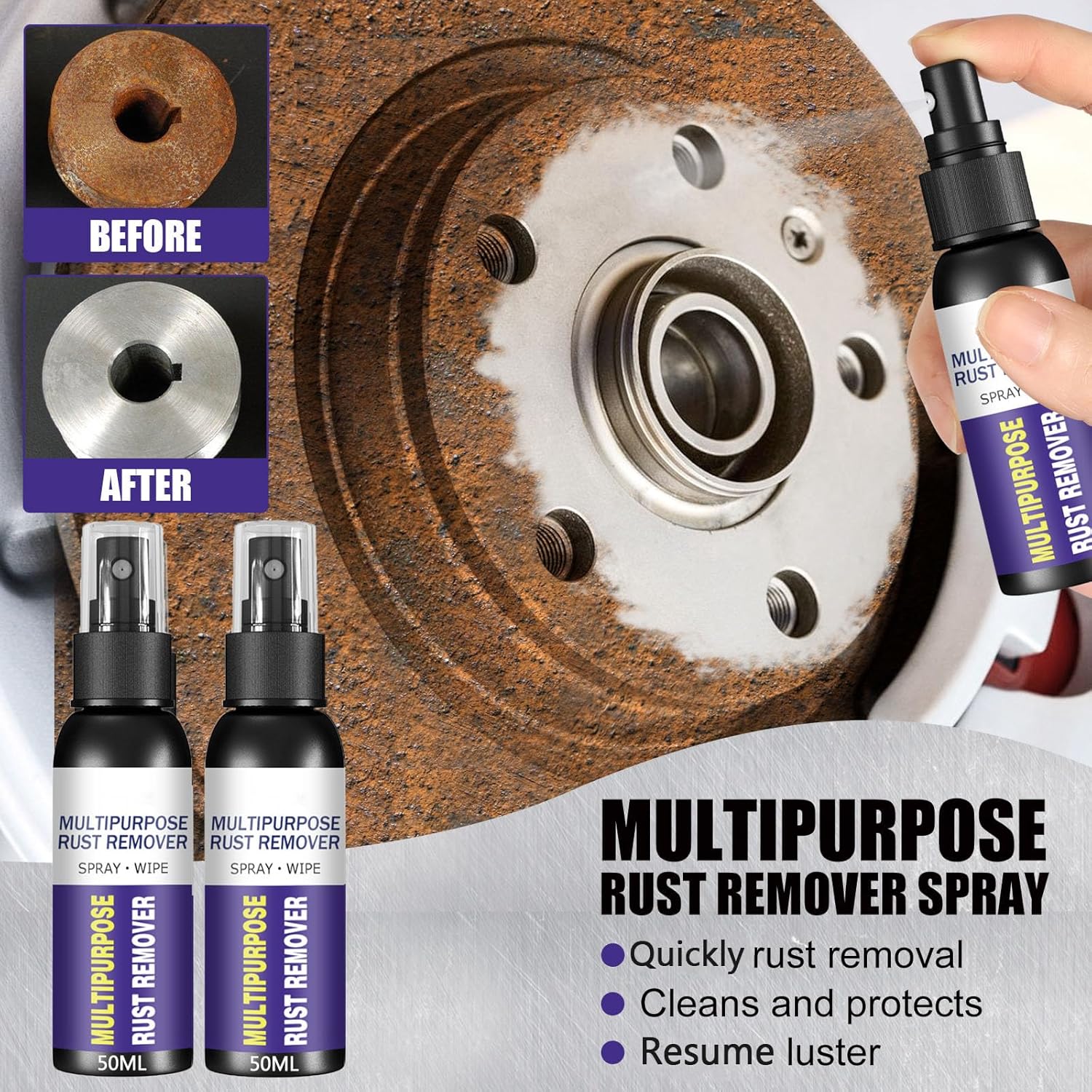 Homomdy Rust Remover Spray 3pcs - Multipurpose Metal Cleaner